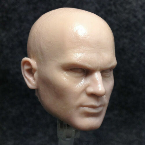  Unpainted 1/6 Scale Male Head Carved Hitman Agent 47 Kill Man Head Model Toys