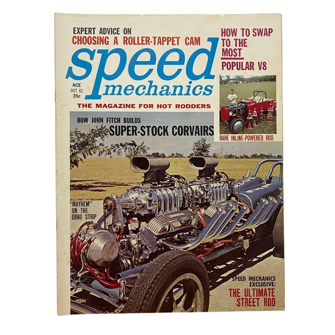 VTG Speed Mechanics Magazine October 1962 Fitch\'s Super-Stock Corvairs No Label