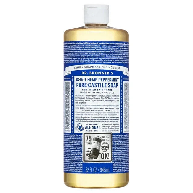 Dr. Bronner\'s Pure-Castile Liquid Soap – Peppermint – 32 oz