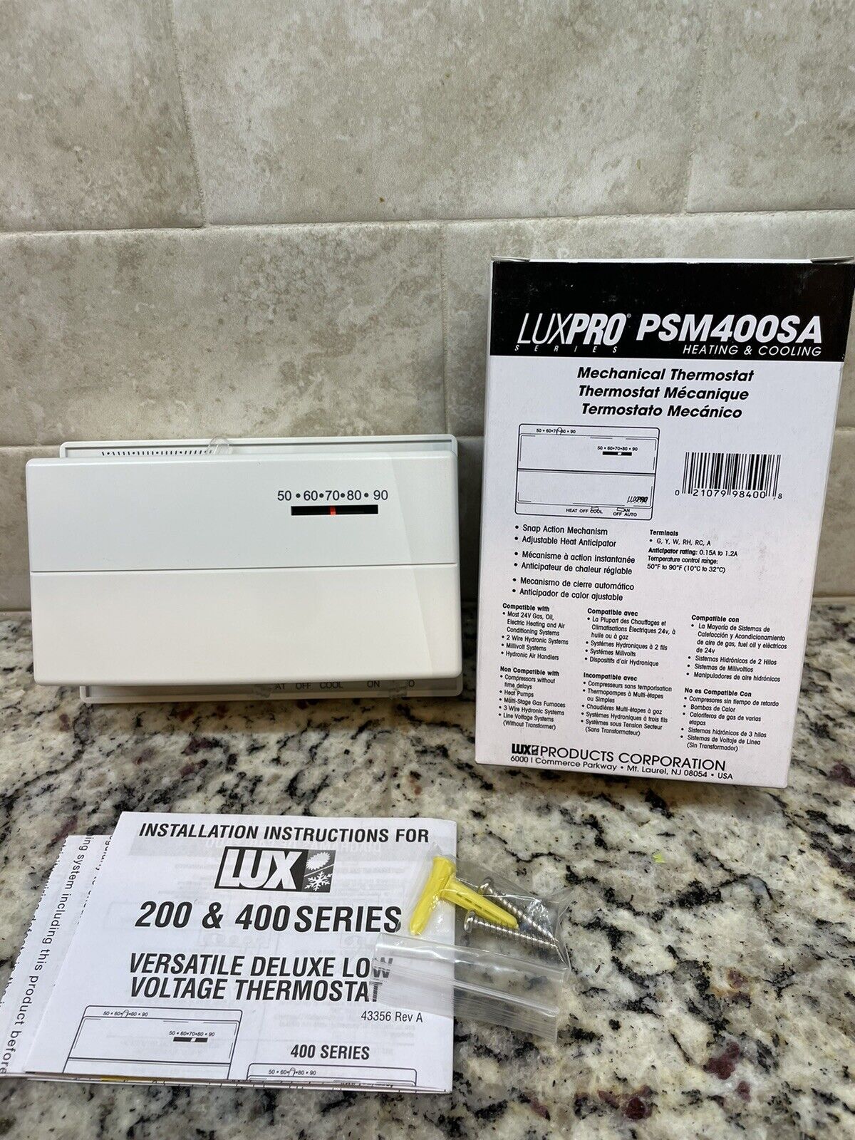 LUXPRO Mechanical Thermostat LUX Series PSM400SA 1 Stage Heat/Cool Snap Action
