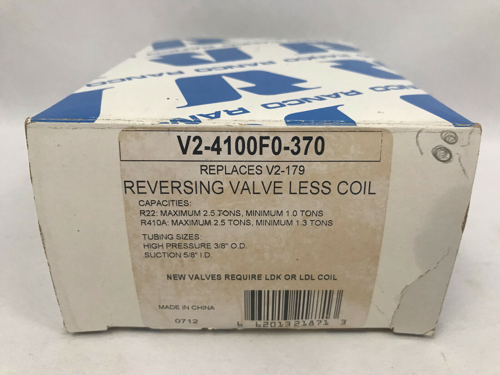 Ranco V2-4100F0-370 HVAC LDK LDL Solenoid Heat Pump Reversing 4-Way Pilot Valve