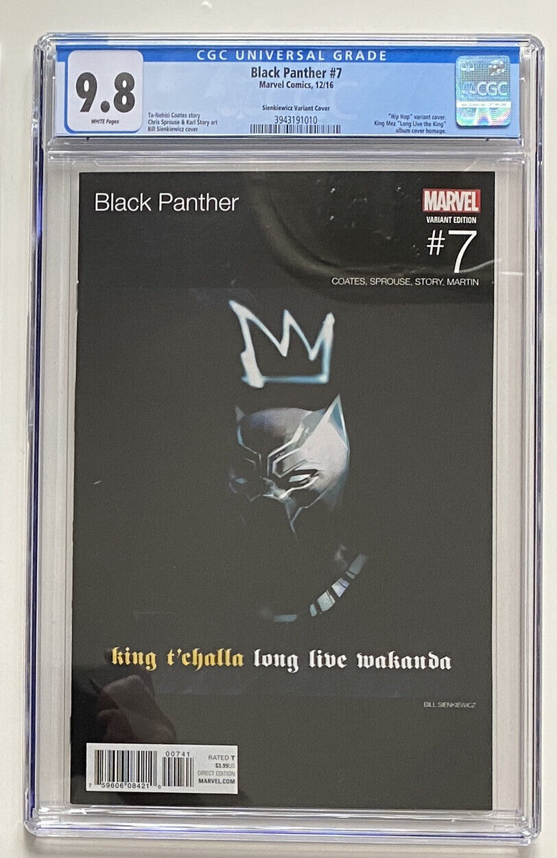 Black Panther 7 Sienkiewicz Hip Hop Variant CGC 9.8 Long Live Wakanda Boseman