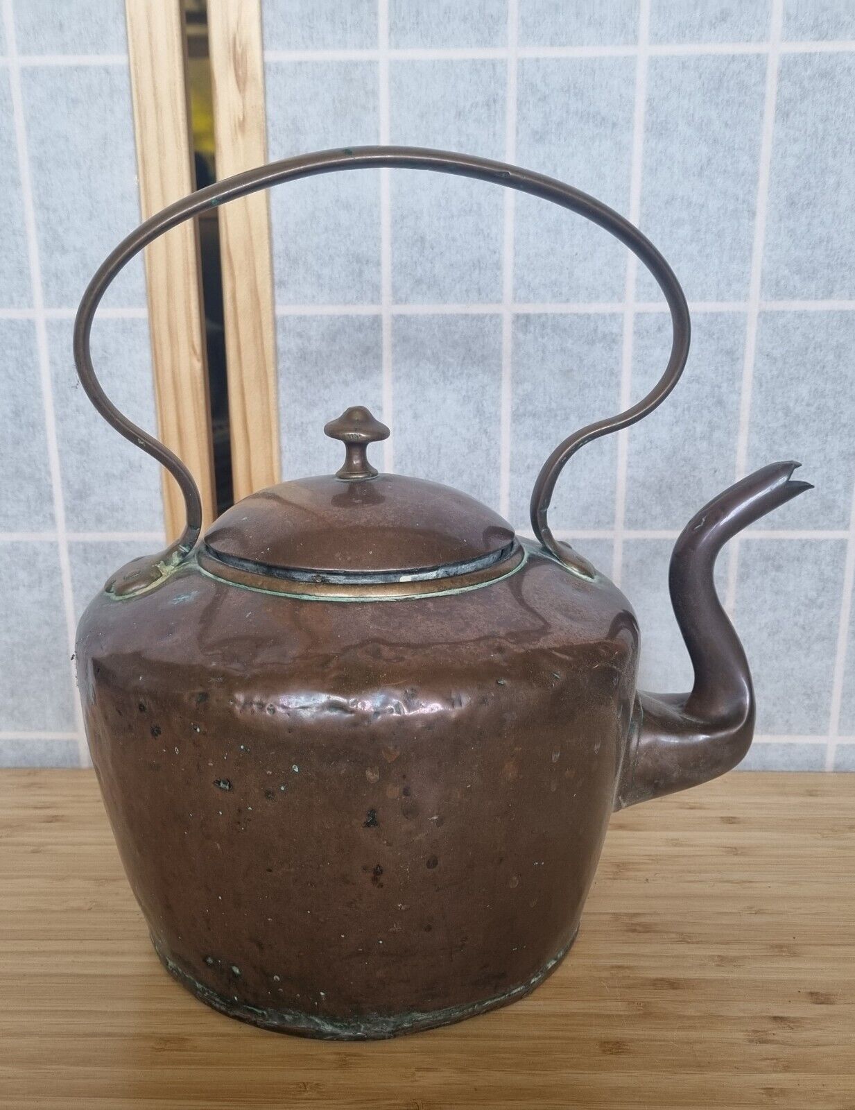 Large Antique Copper And Brass Kettle