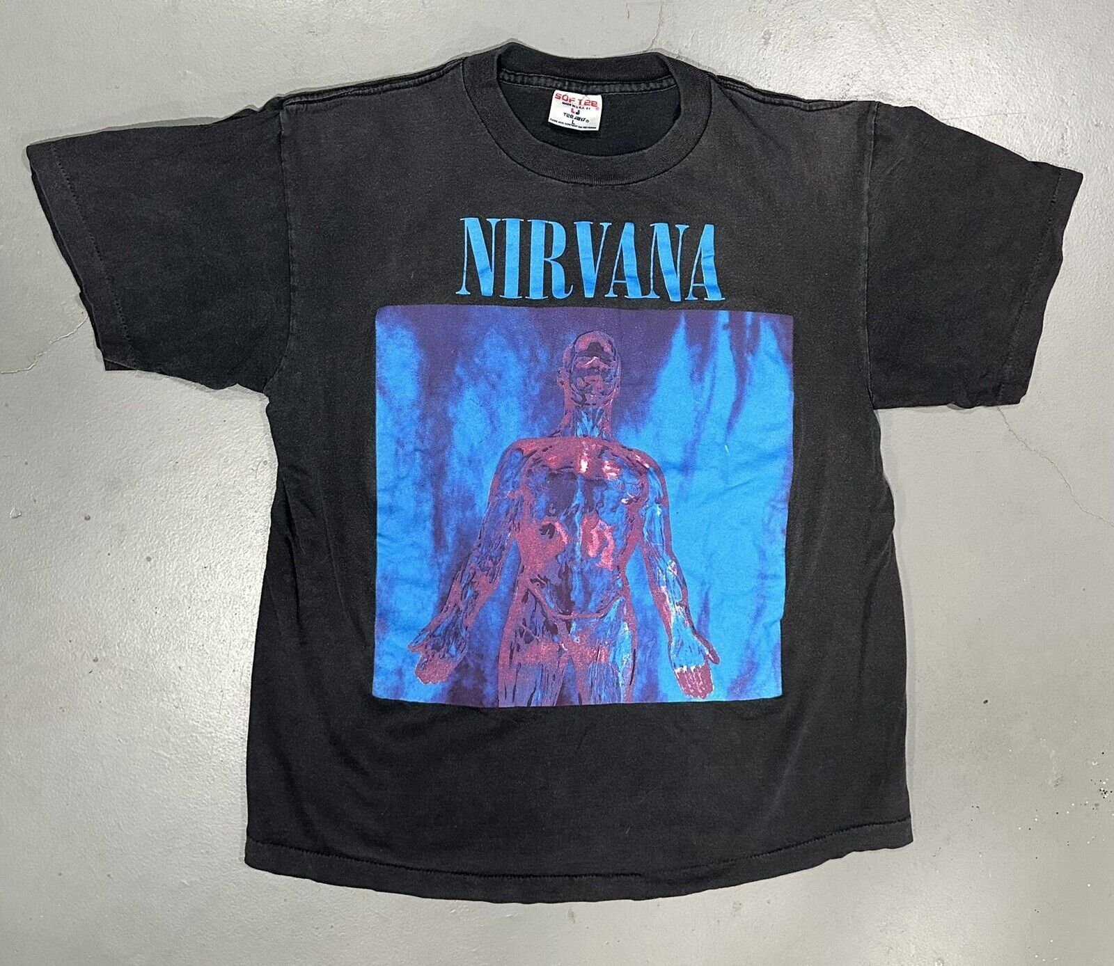 NIRVANA Vintage SOFTEE Tee Jays  *Size L* T-Shirt ~ SLIVER ~ Single Stitch
