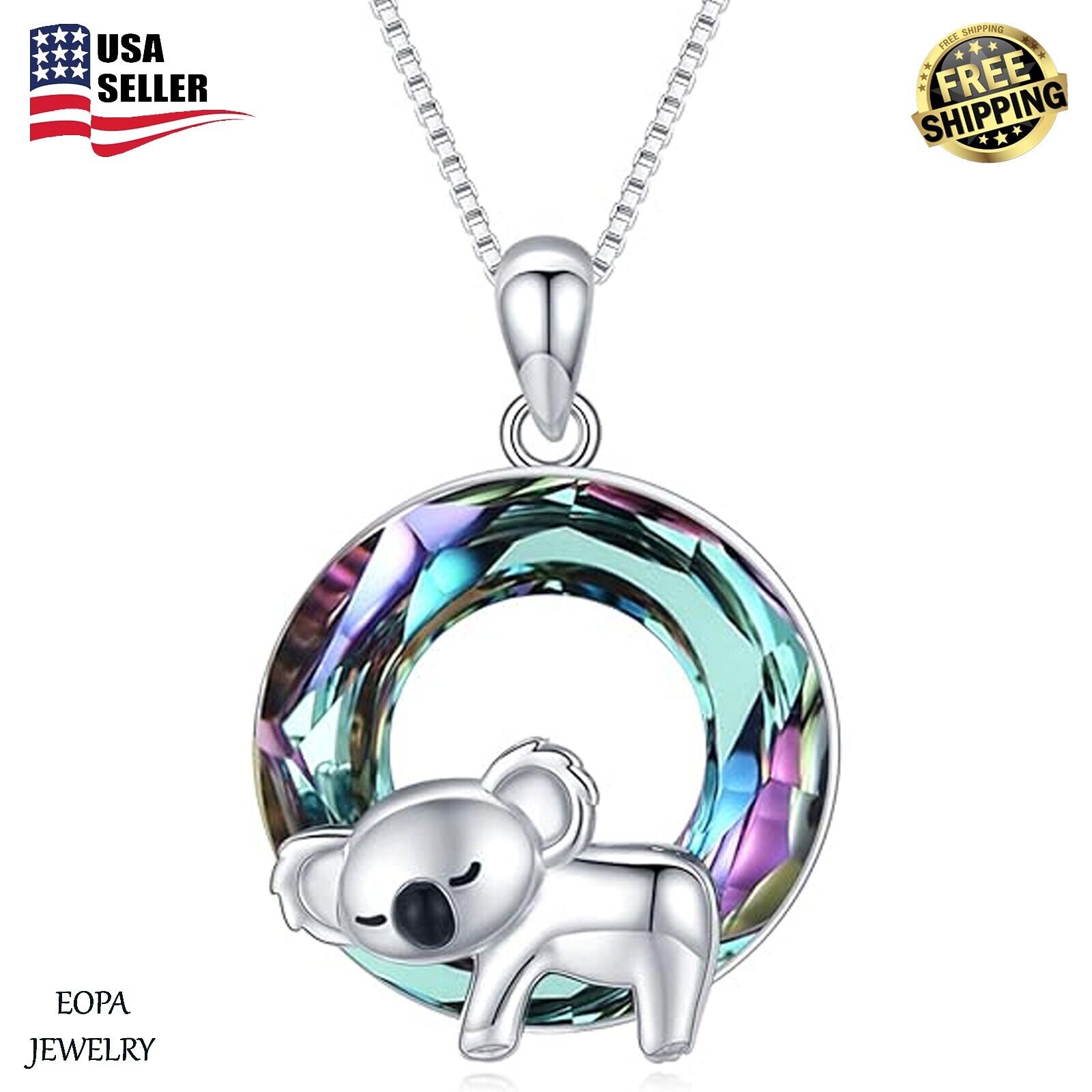 Koala Necklace 925 Sterling Silver Crystal Koala Pendant Jewelry for Women