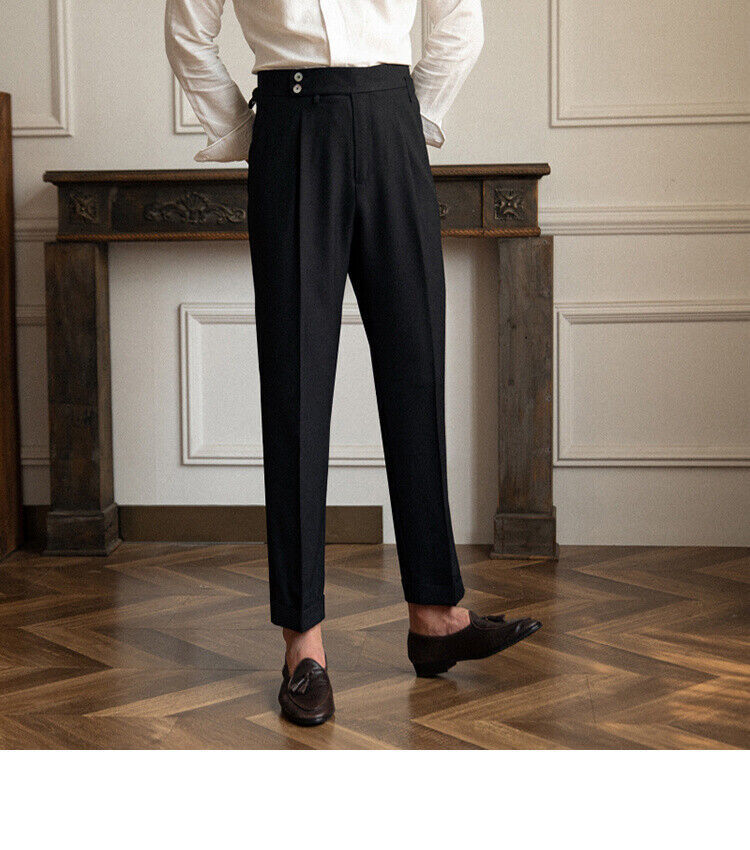 British Style Trousers Pants For Men Business Casual Office Wedding Groom Custom