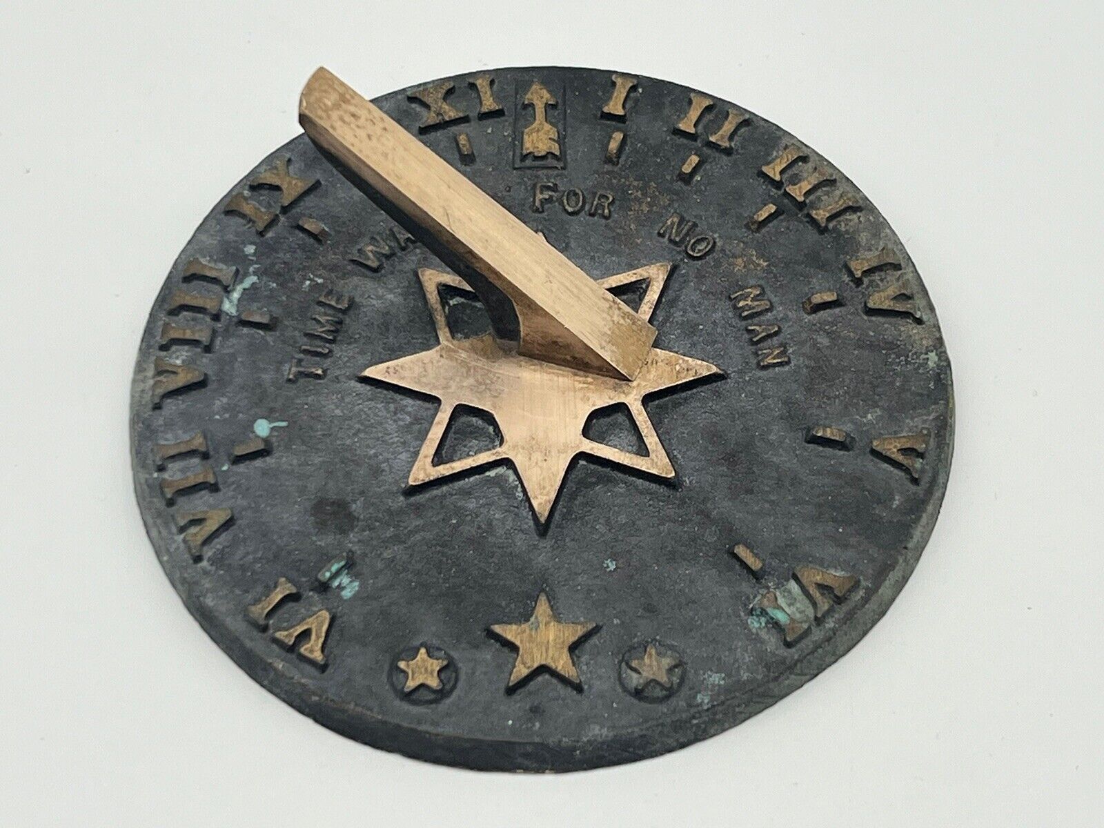 Vintage Cheney Brass Sundial 4.25” Diameter