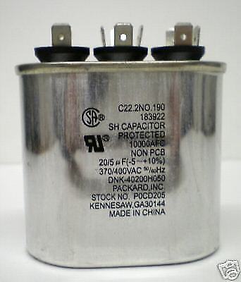 C2053 Oval 20 + 5 uf mfd 370 Volts Dual Run Capacitor
