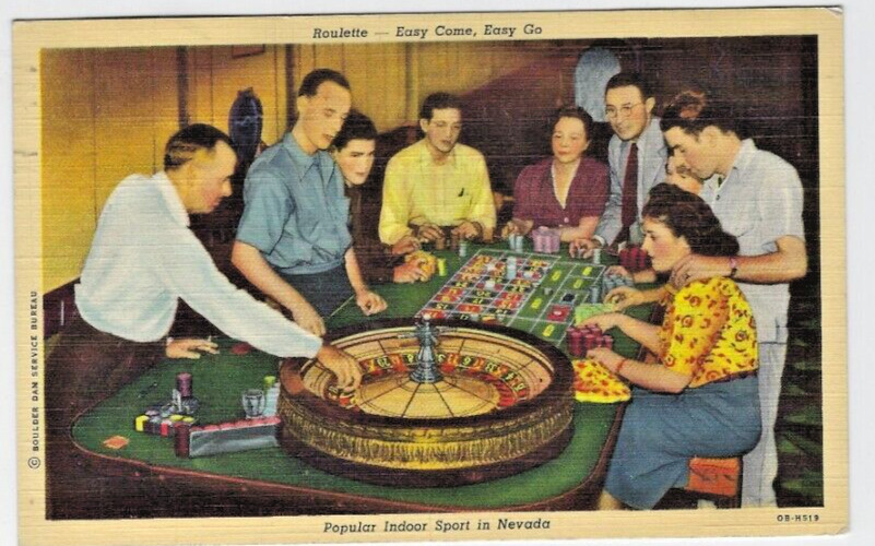 1940s RENO, Nevada Ad Postcard Roulette \