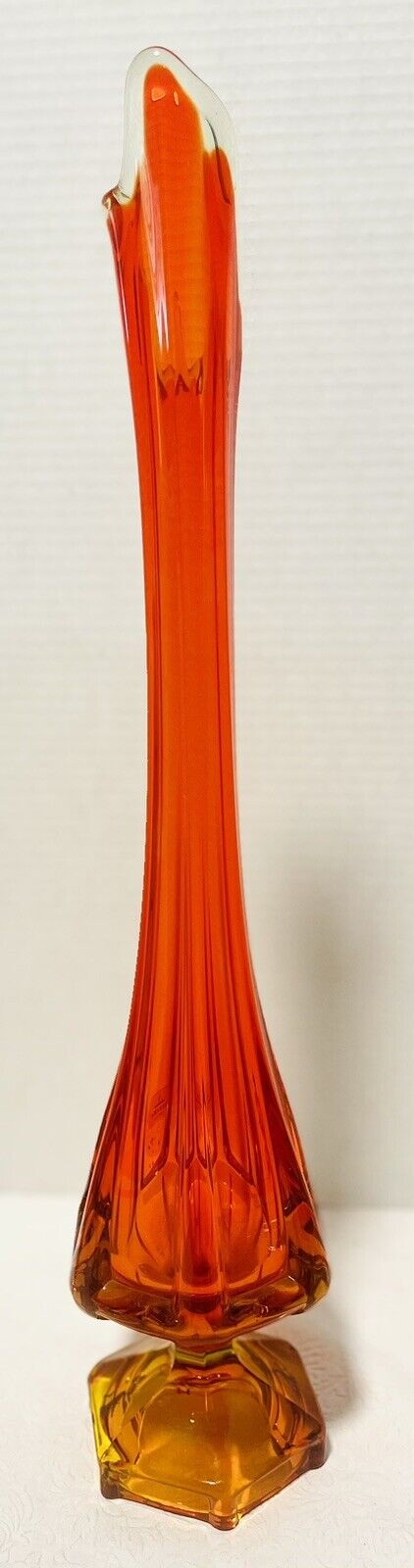 Vintage MCM Viking Glass 19.75”  Swung Vase in Epic Column Stunning