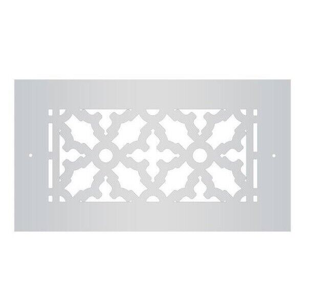 Reggio Registers Scroll Series 4 in. x 8 in. Aluminum Grille, Gray with Mounting