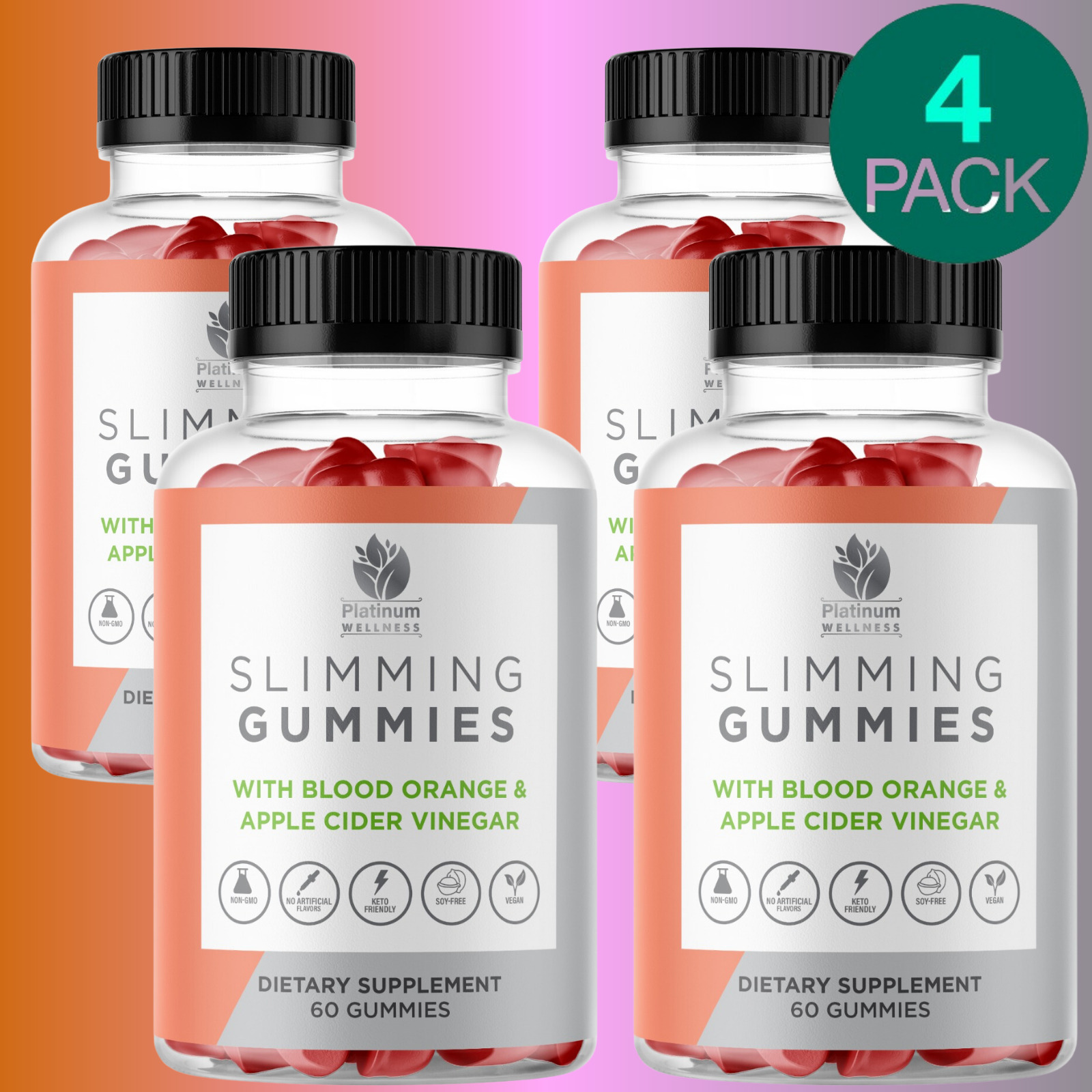 Slimming Gummies - It Works with Blood Orange and Apple Cider Vinegar 60 Gummies