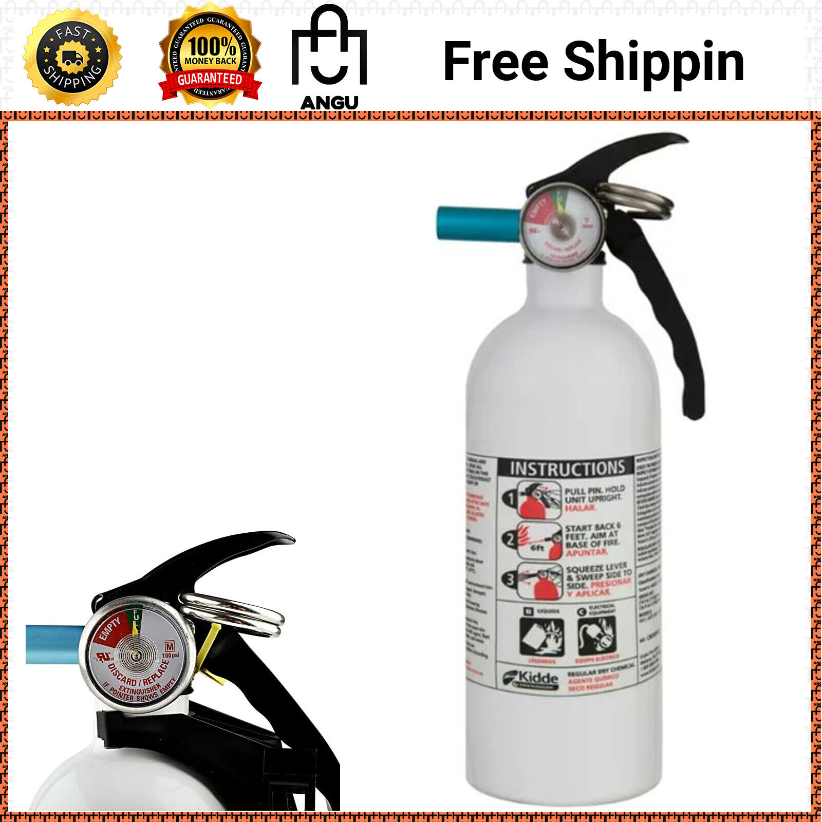 Kidde 5BC Fire Extinguisher Home Boat Office Safety Emergency Fire Extinguisher