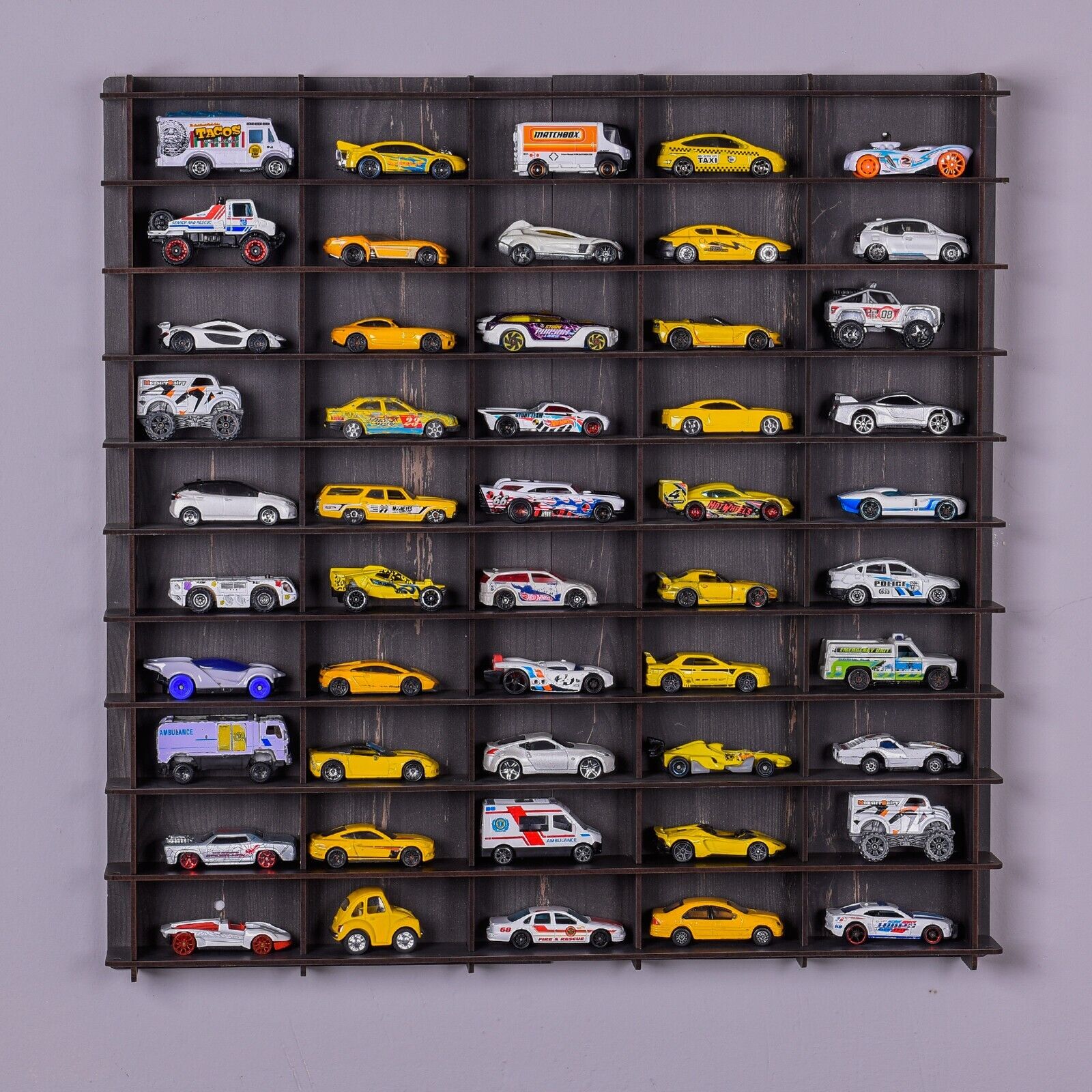 1:64 Toy Car Wall Shelf, Hotwheels,Matchbox Compatible Display Case for 50 Cars