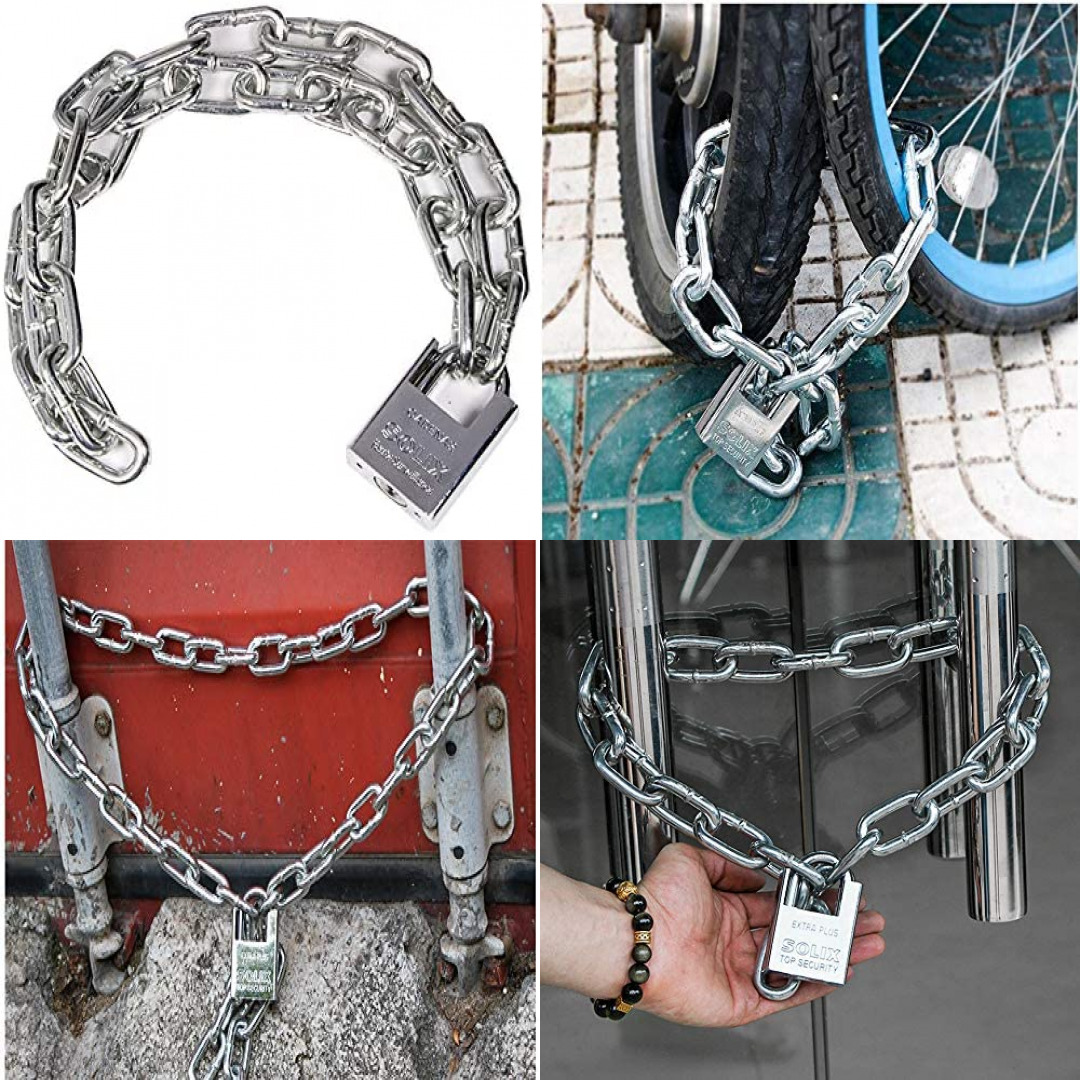 Premium Case-Hardened Security Chain and Lock Kit Nearly Impossible to Defeat,