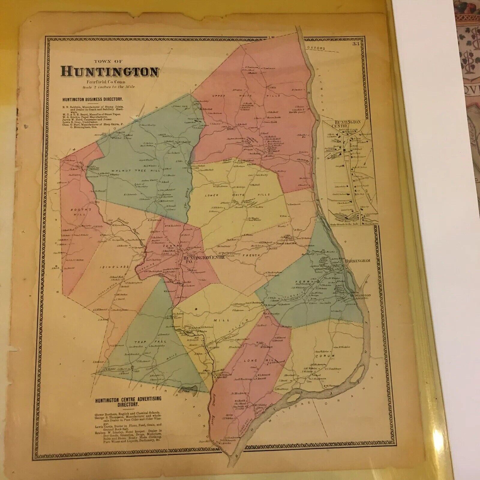 Antique Map Huntington, CT - FW Beers Atlas of New York and Vicinity 1867