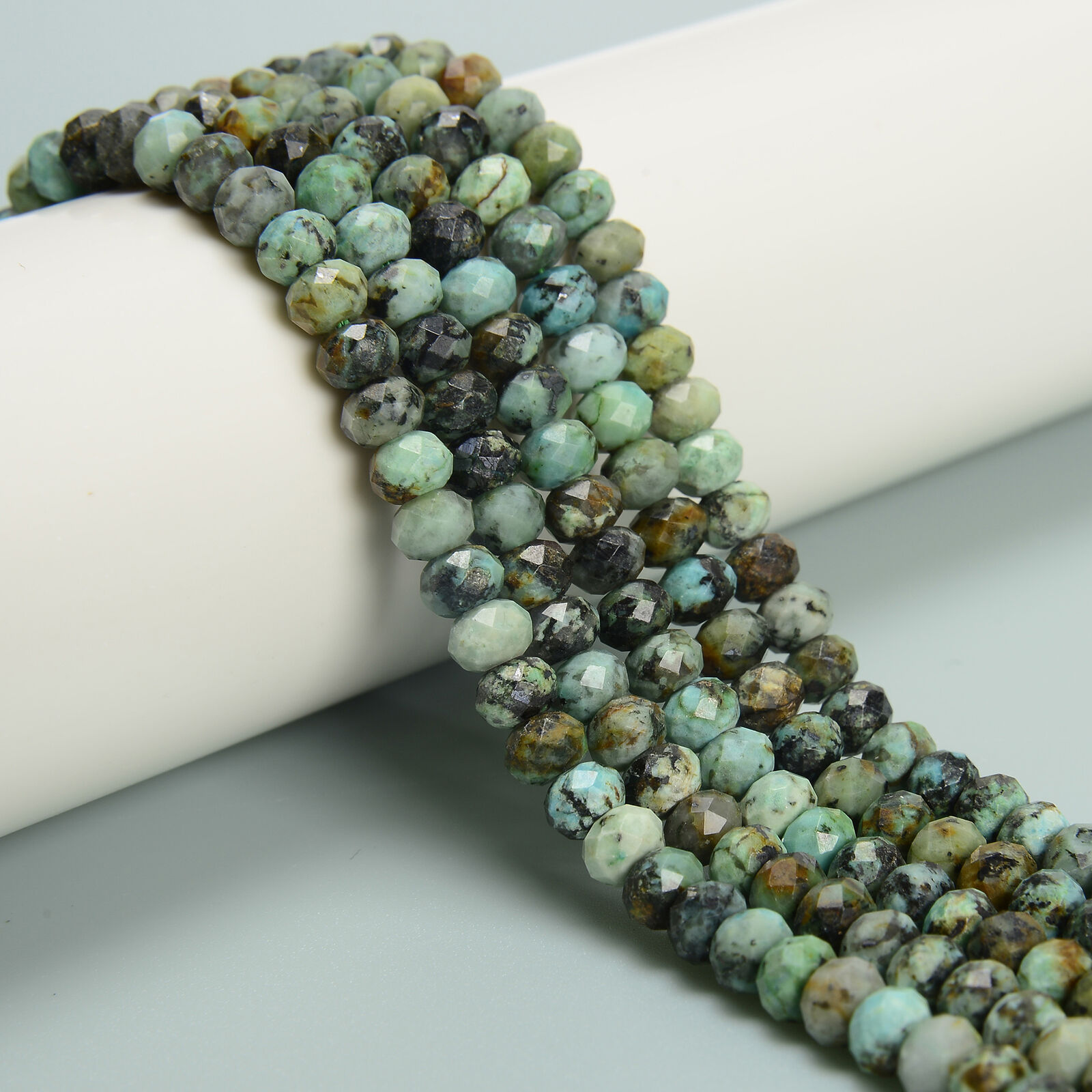 Natural African Turquoise Faceted Rondelle Beads Size 4x6mm 15.5\'\' Strand