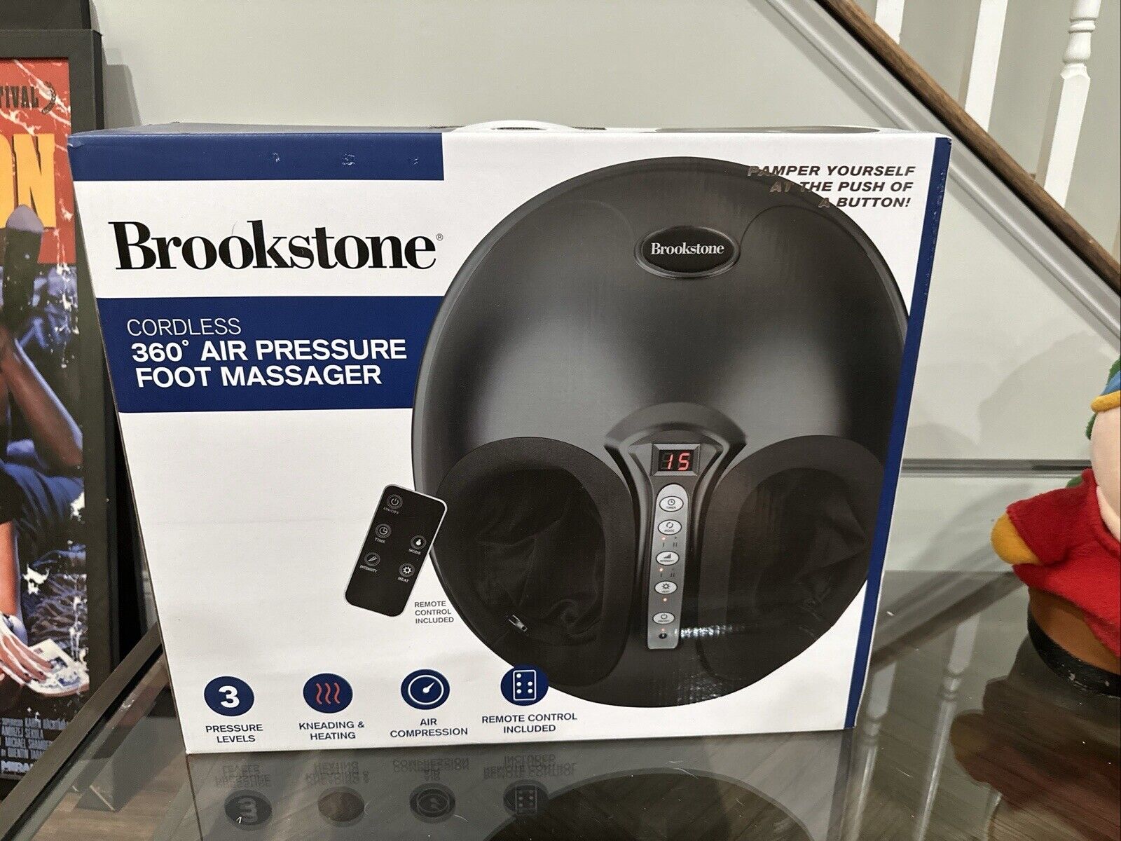 Brookstone B-FMS-1000HJ FS1 Shiatsu Foot Massager w/ Heat - Black On Black NEW