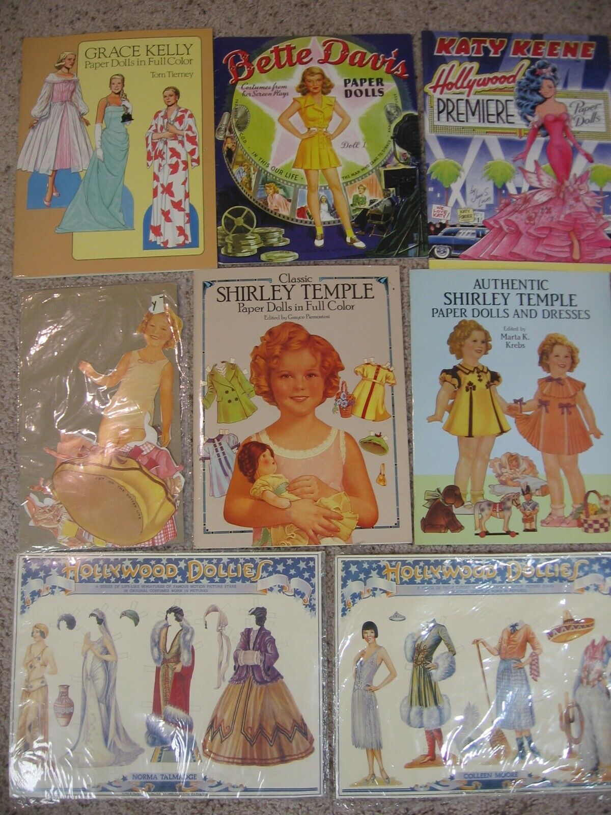 Vintage Lot of 8 Paper Dolls Books Bette Davis-Norma Talmadge-Colleen Moore