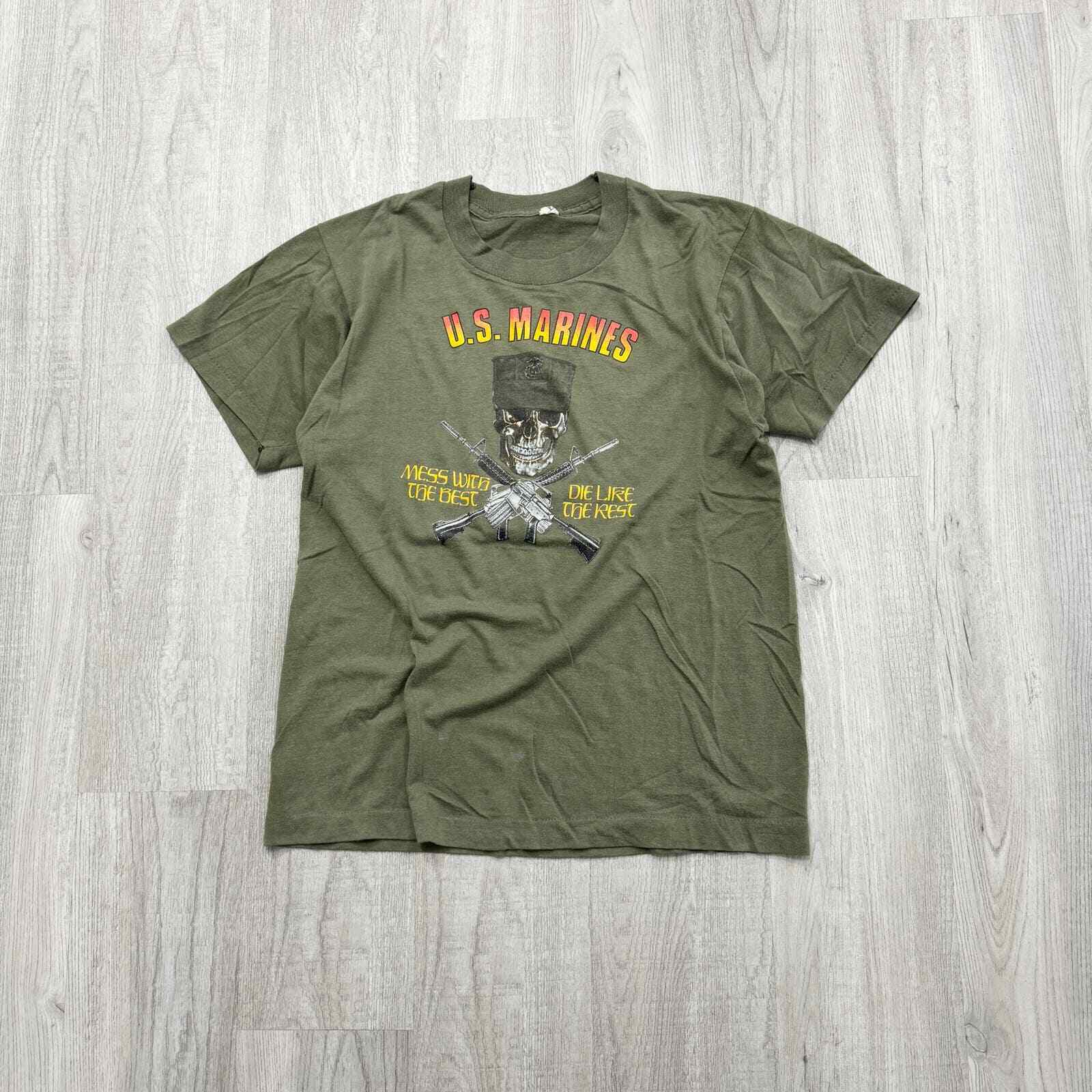 VINTAGE 1980s Army Ranger Mess With The Best Die Like The Rest Shirt Size Large 