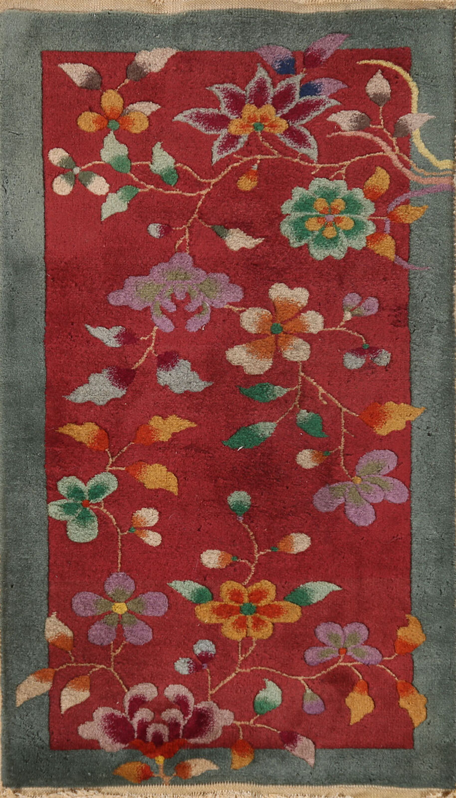 Vegetable Dye Art Deco Chinese Accent Rug 2x4 Wool Hand-knotted Foyer Carpet
