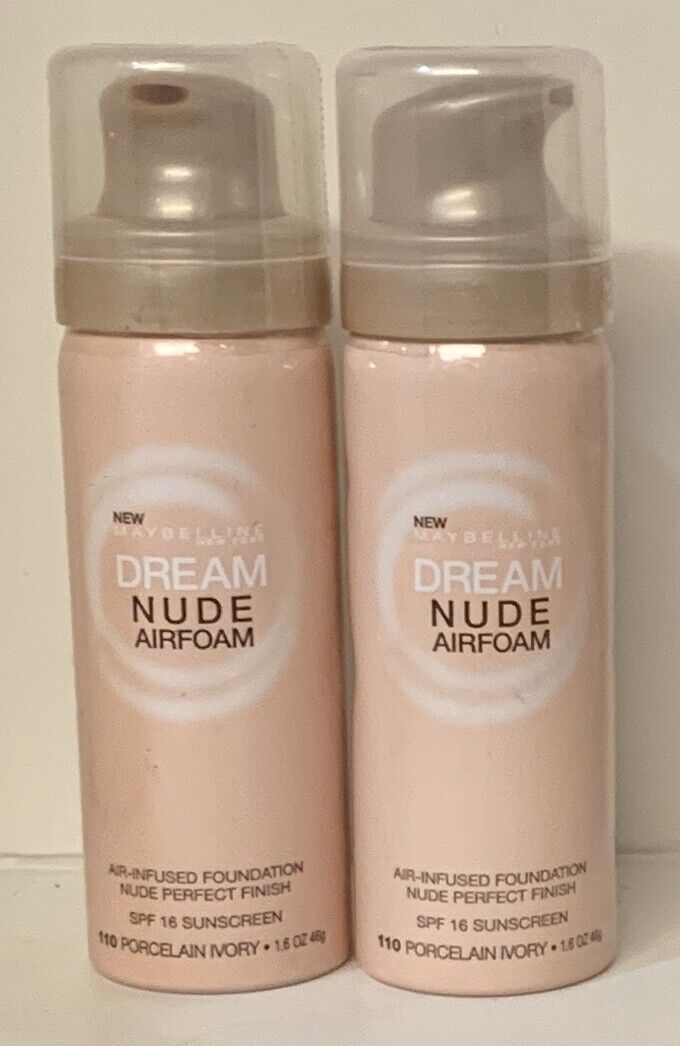 2 pack Maybelline New York Dream Nude Air Foam Foundation, choose from 12 shades