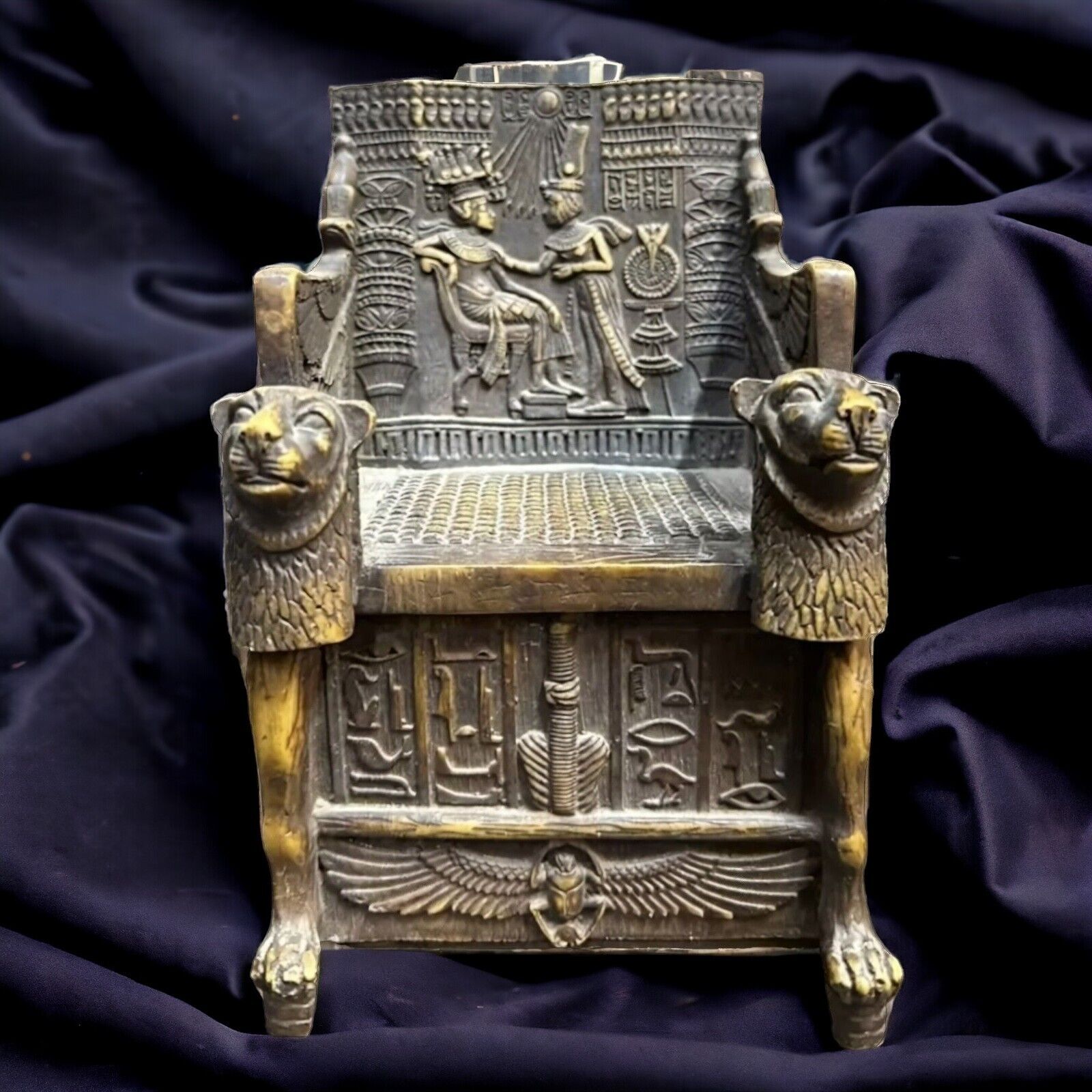 Authentic King Tut Throne - 18cm Height - Ancient Egyptian Pharaoh Artifact