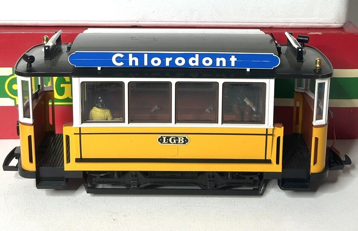 Vintage LGB 3500 Chlorodont Streetcar Trolly Tram Car Lighted G-Scale