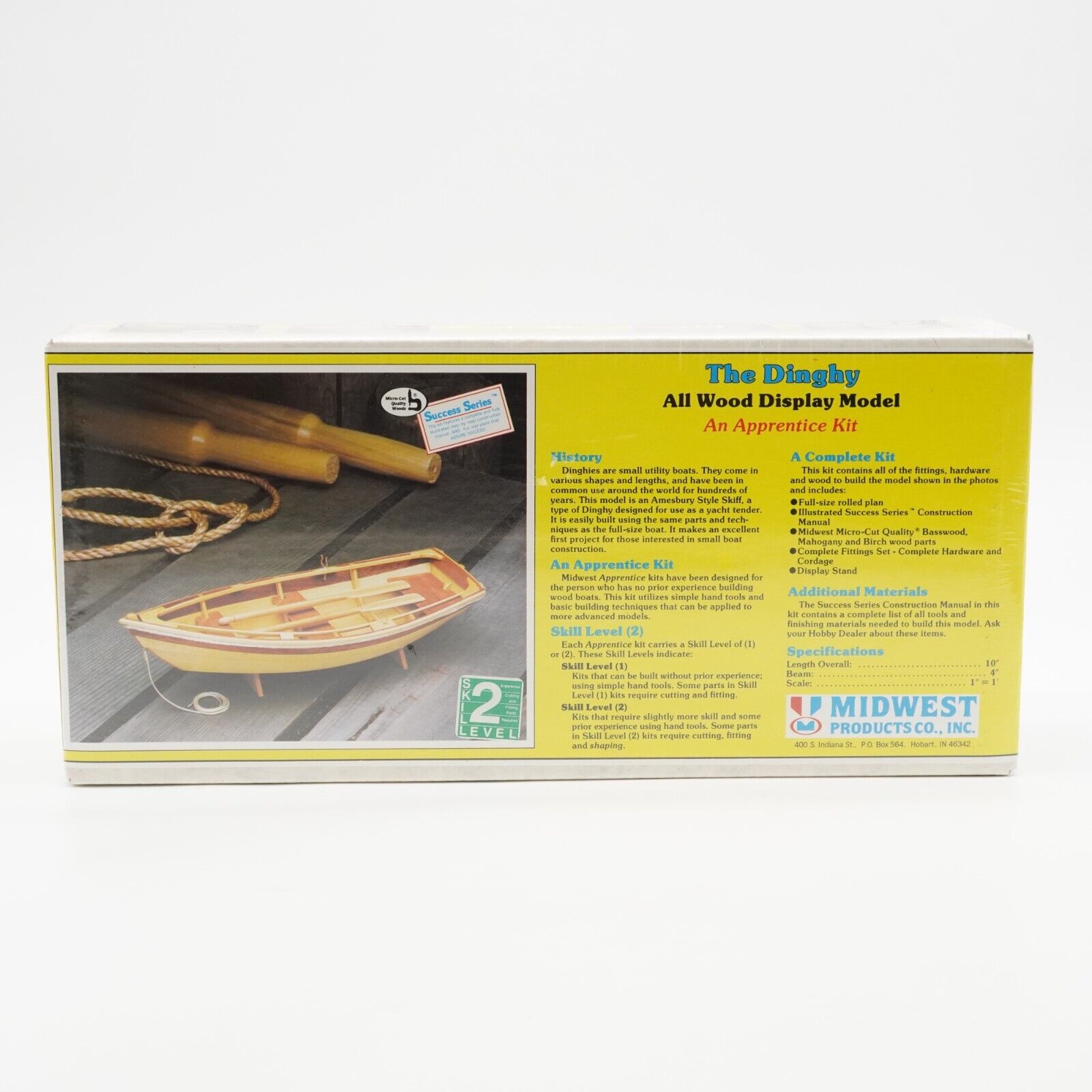 Vintage The Dinghy Model Kit Midwest Products All Wood Ship Kit 950 NEW