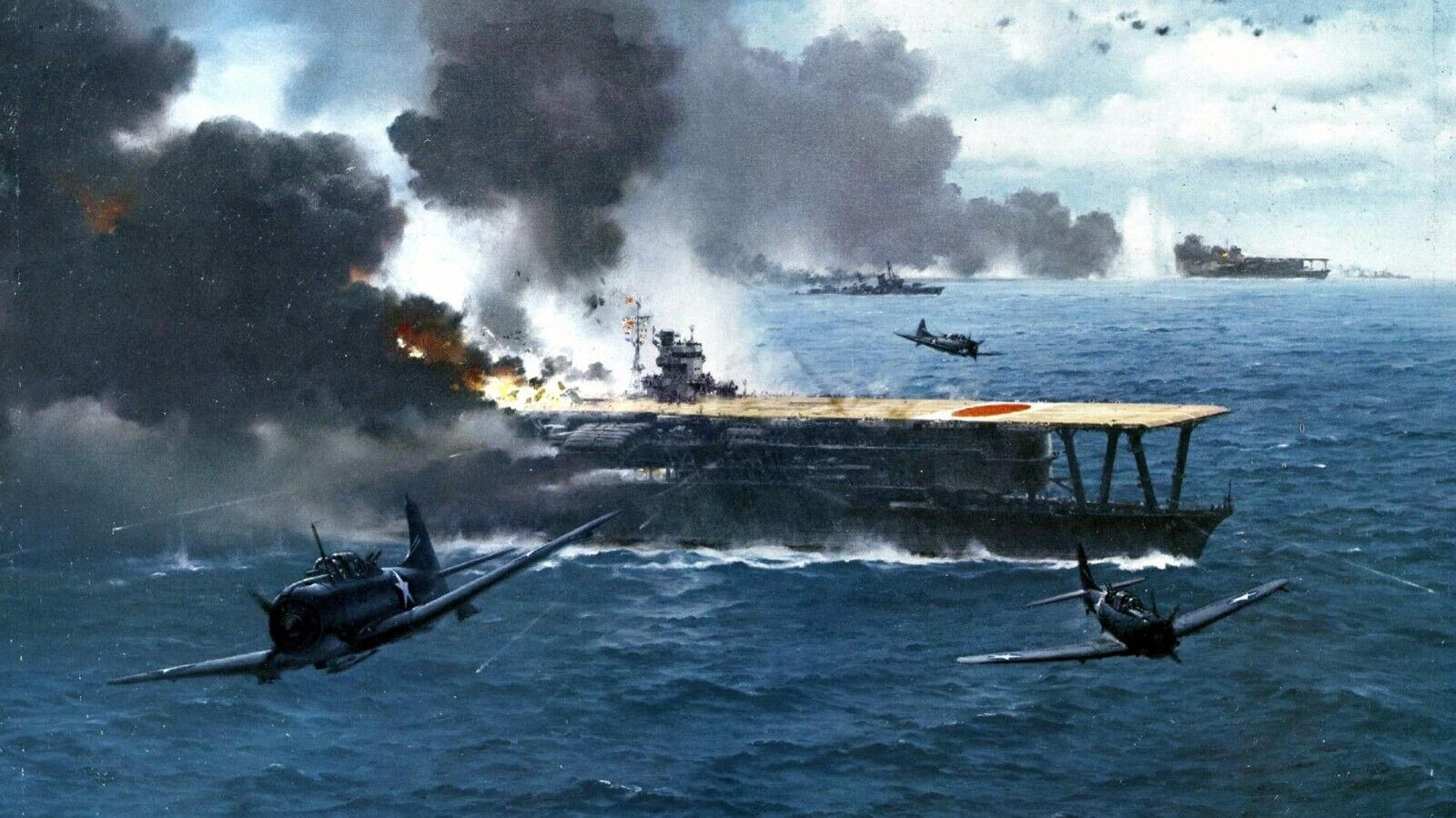 The Famous Four Minutes Battle of Midway June 1942 LARGE painting PREMIUM PRINT