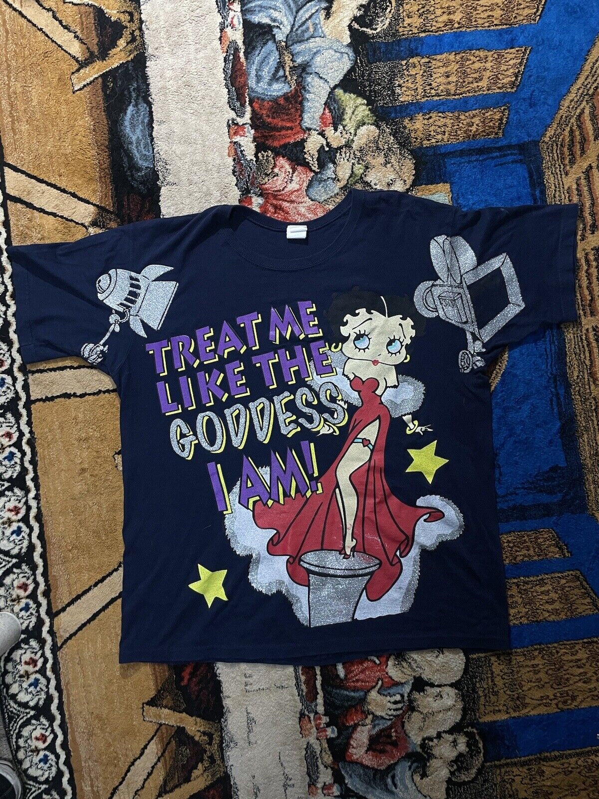 90s Vintage Betty Boop “Treat me like your Goddess” All over Print Rare T shirt