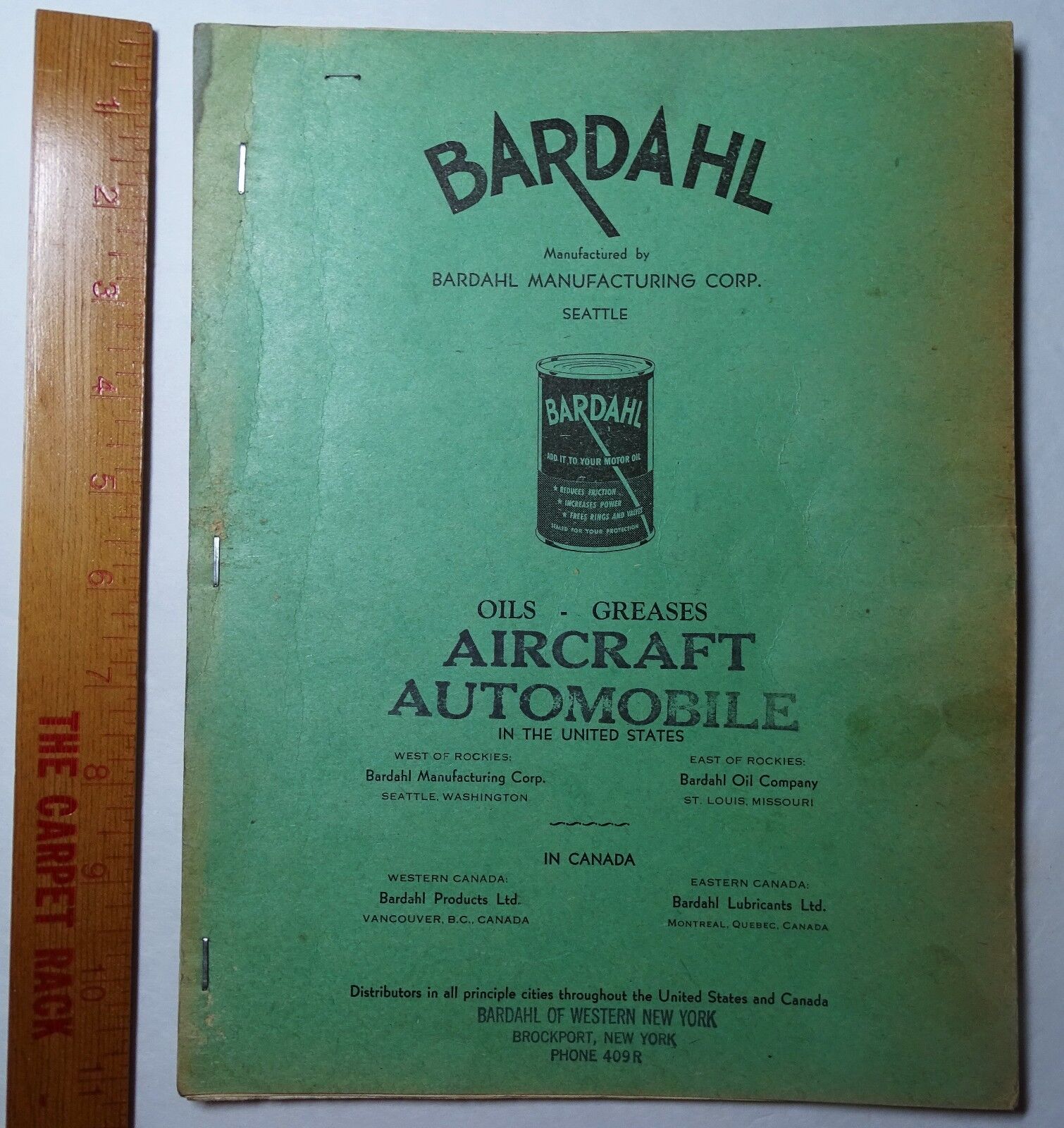 Bardahl Oil - Aircraft & Automobile Advertising Dealer Book - Letters RARE 1940s