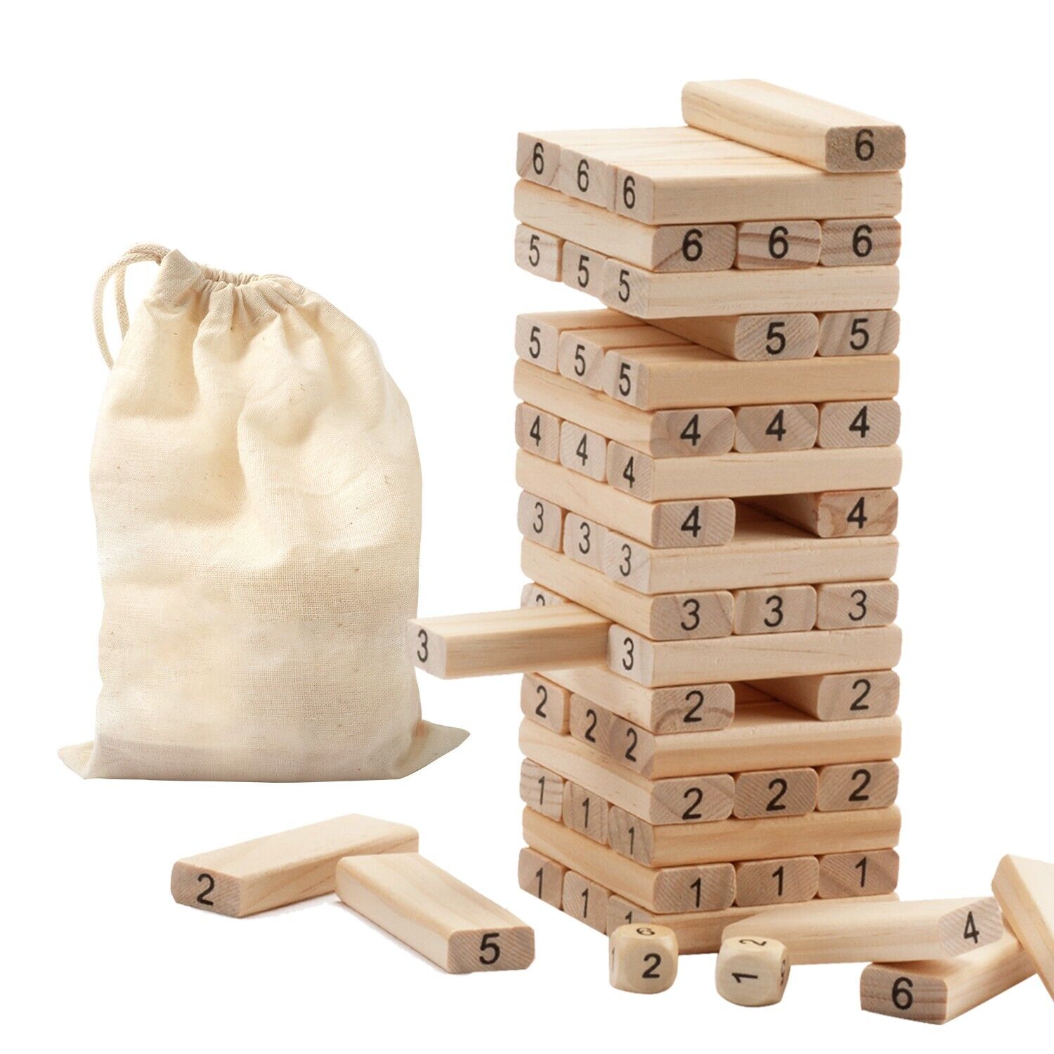 Mini Tumbling Timbers Stacking Game 54 Wood Blocks for Kids. Build to Over 1.5ft