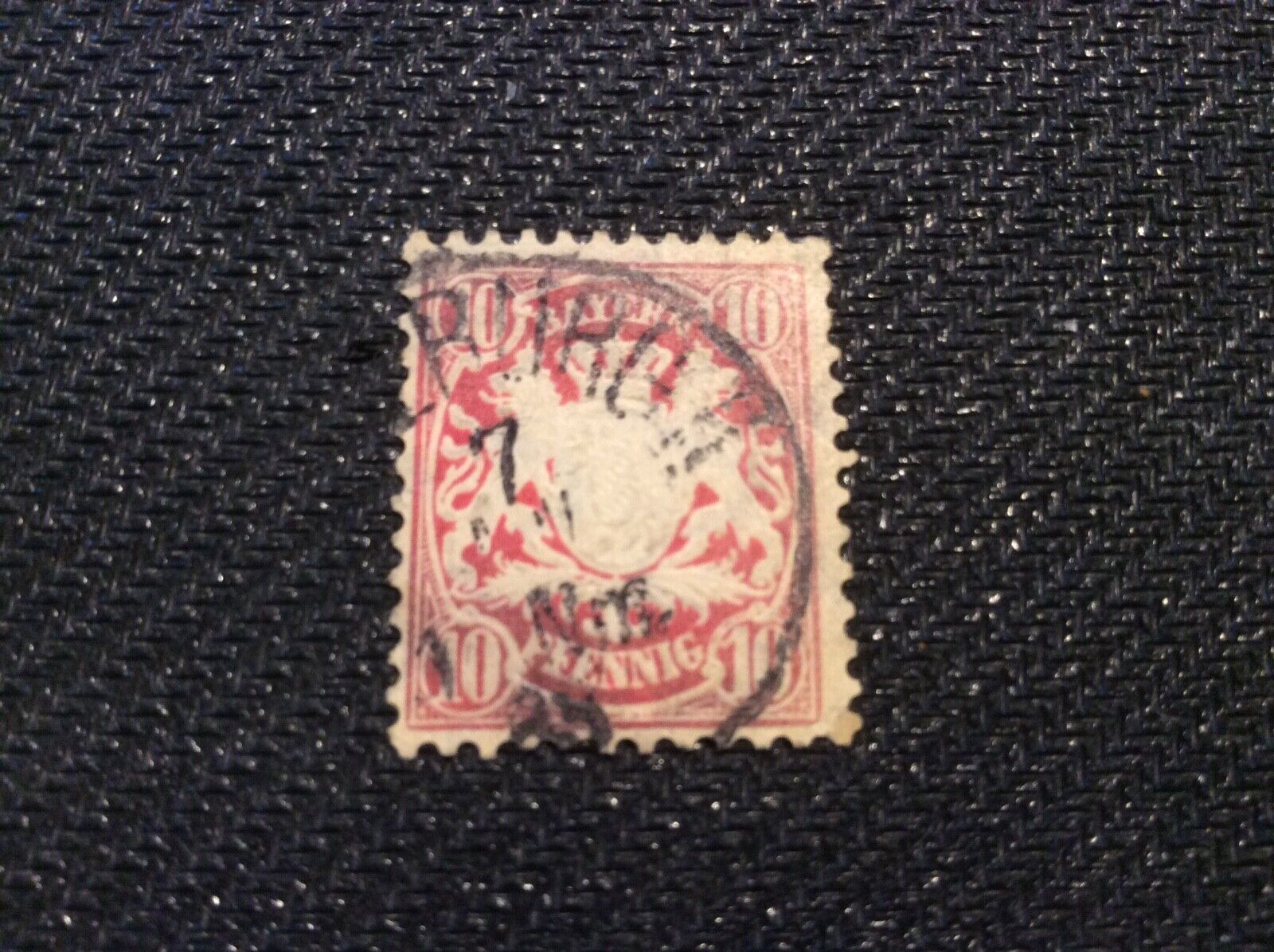Stamp:jUsed German State/Bavaria (Bayern) 1880’s Embossed 10pf Carmine Stamp rar