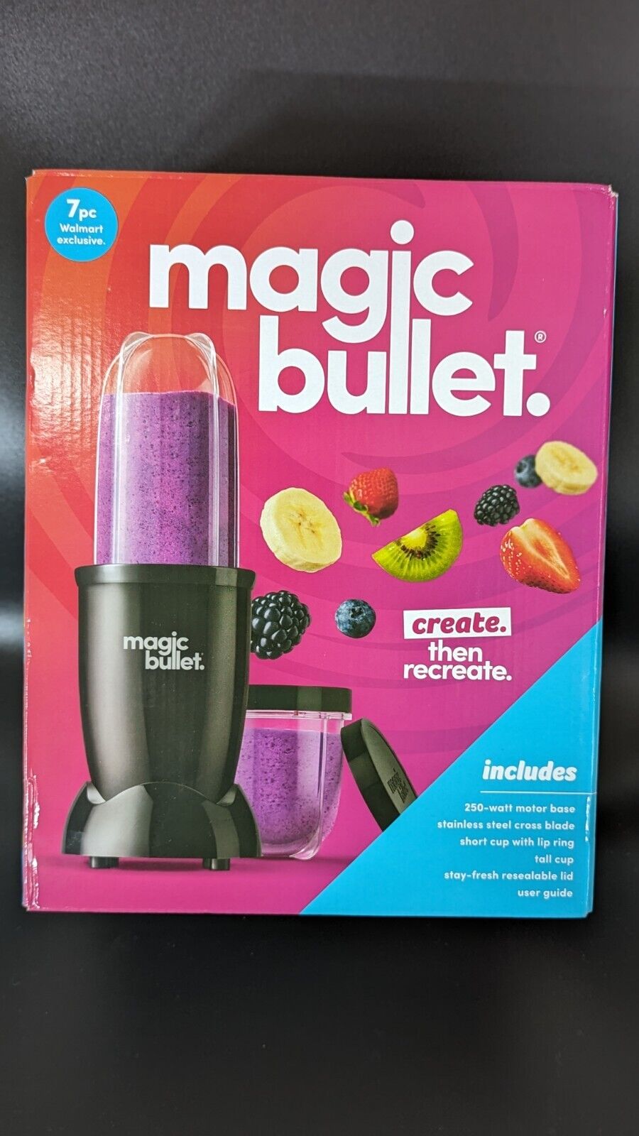 Magic Bullet 7-Piece 250 Watts Personal Blender 18 oz. MBR-0701AKP Black - NEW