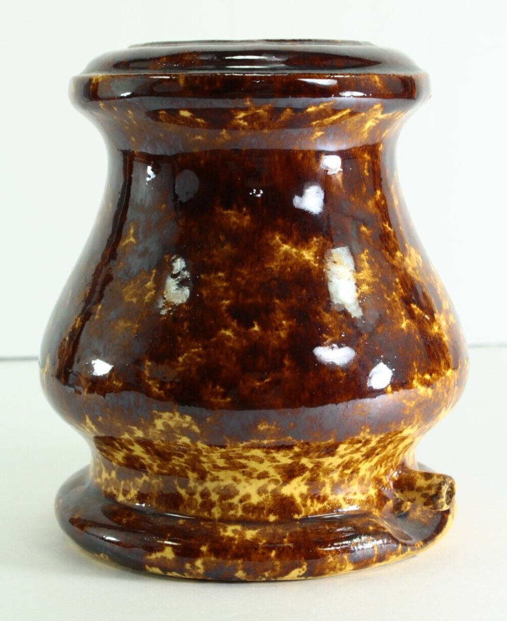 = Antique 1848-1859 Bennington Croup Kettle Rockingham Glaze Pottery Infuser