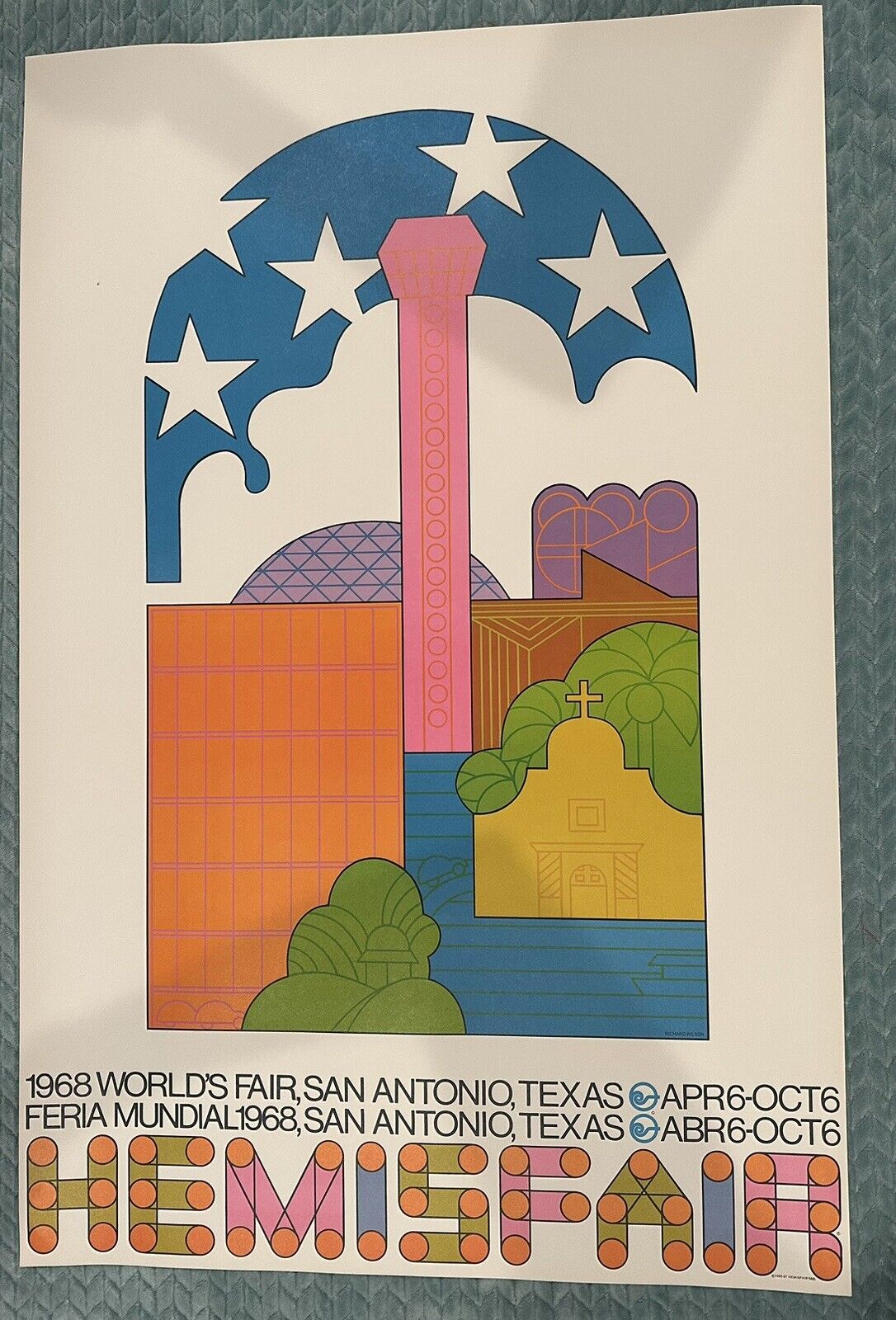 San Antonio Texas 1968 Hemisfair ORIGINAL  Vintage Poster Retro RARE
