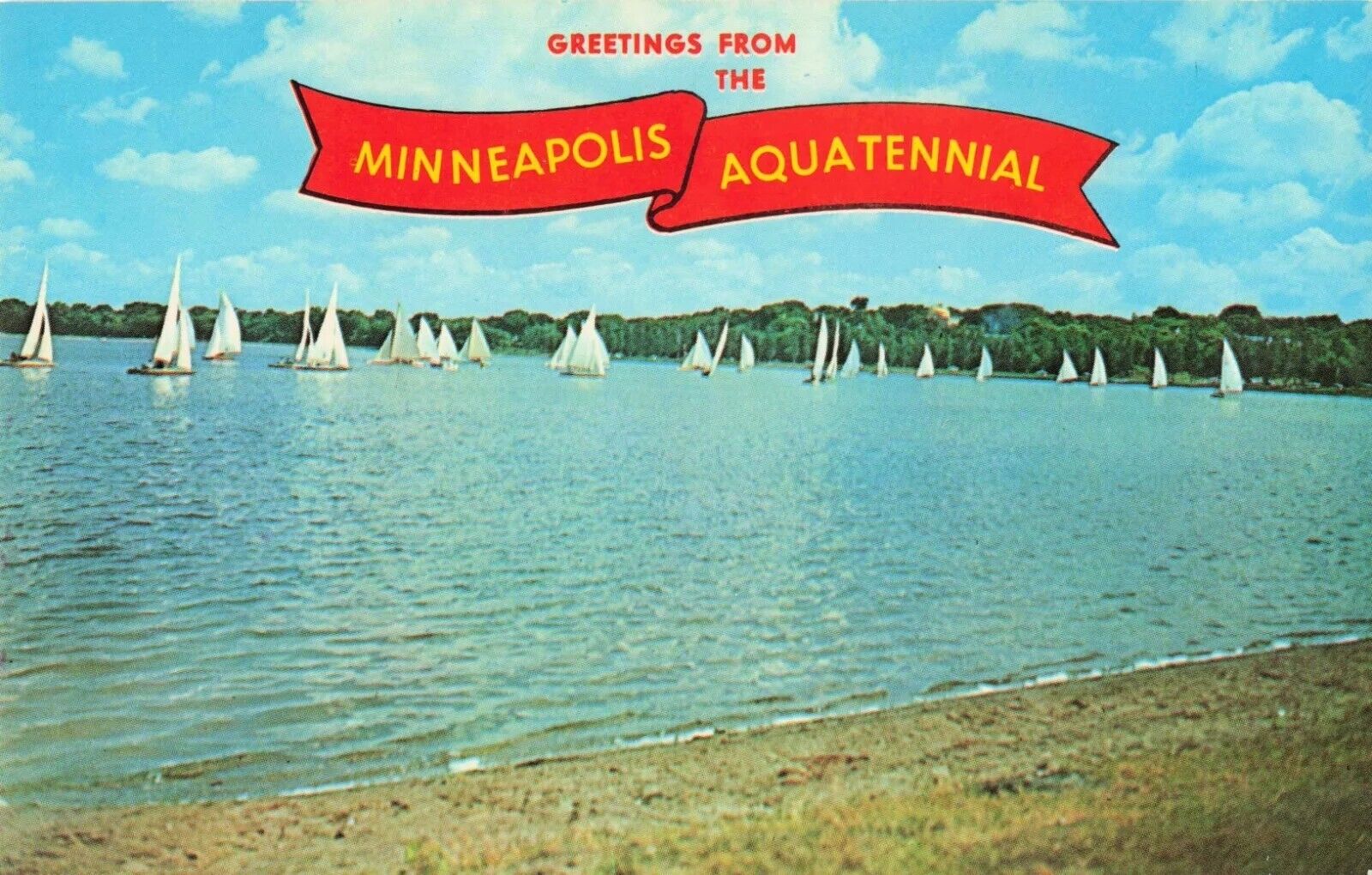 Minneapolis Aquatennial - Sailboat Regatta - Lake Calhoun, Minnesota MN Postcard