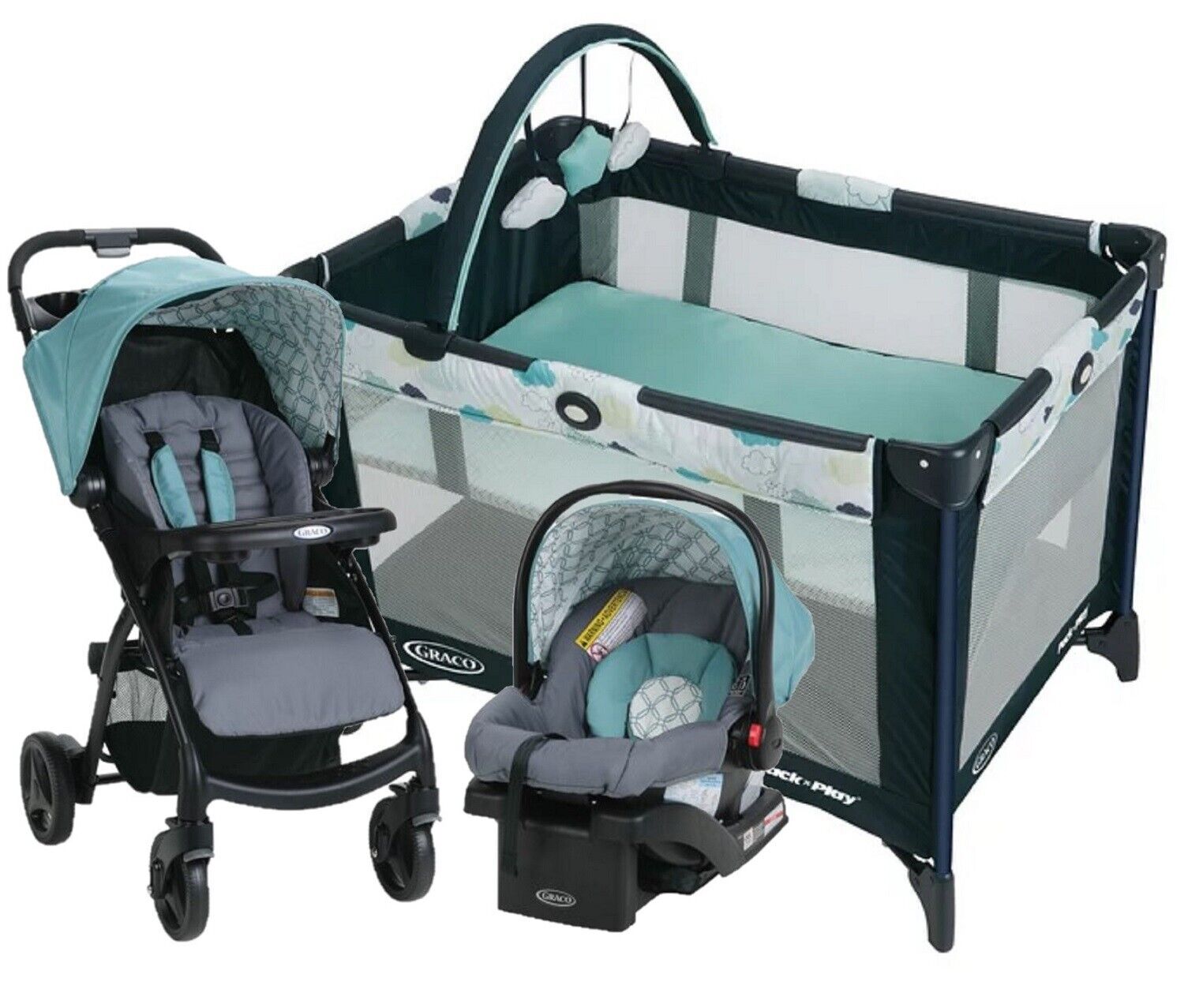 Newborn Baby Little Boy Combo Stroller With Car Seat Infant Playard Travel Set