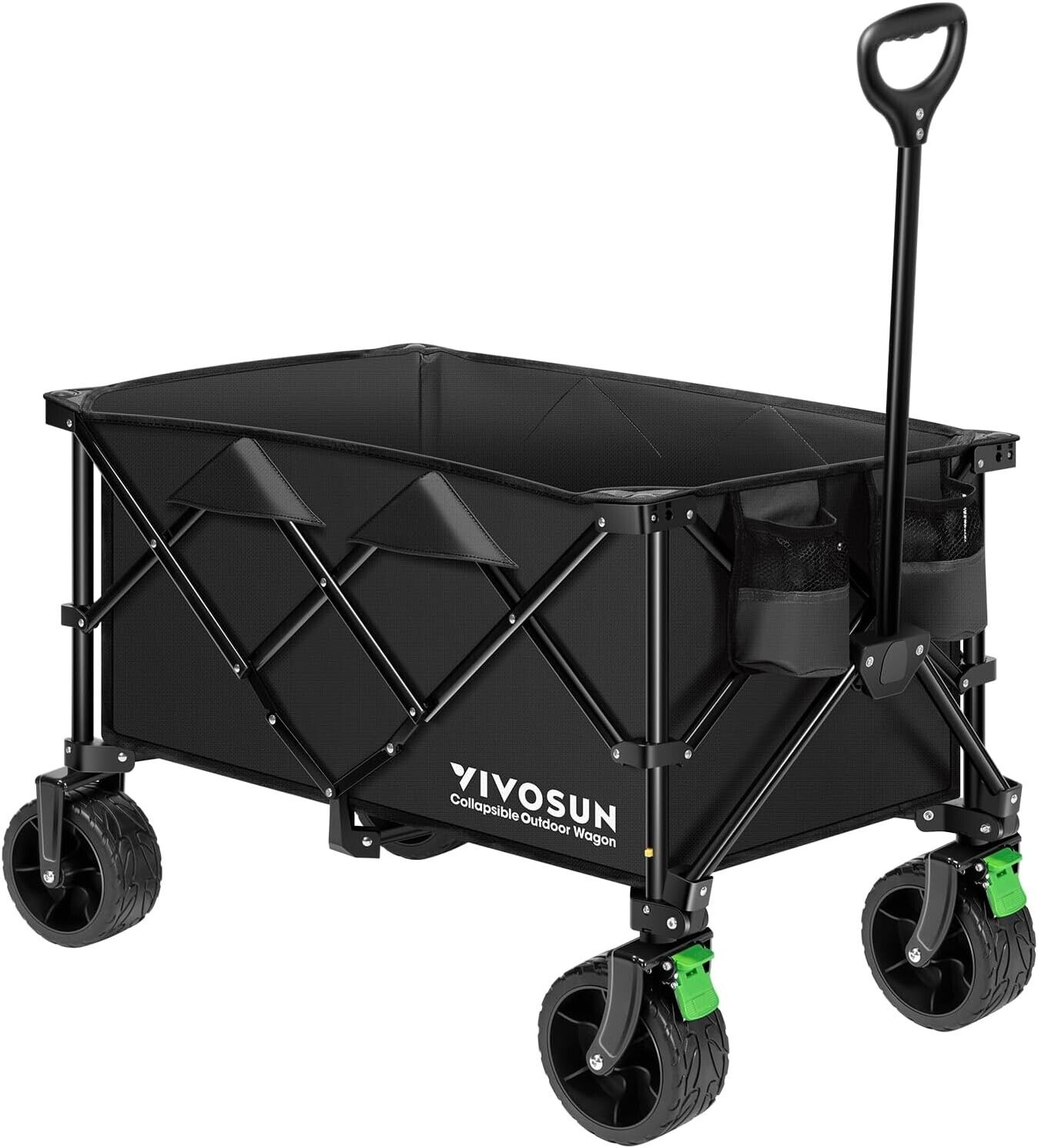 Heavy Duty Collapsible Folding Wagon Cart,Max Load 220L,360° Rotaing,Anti Skid