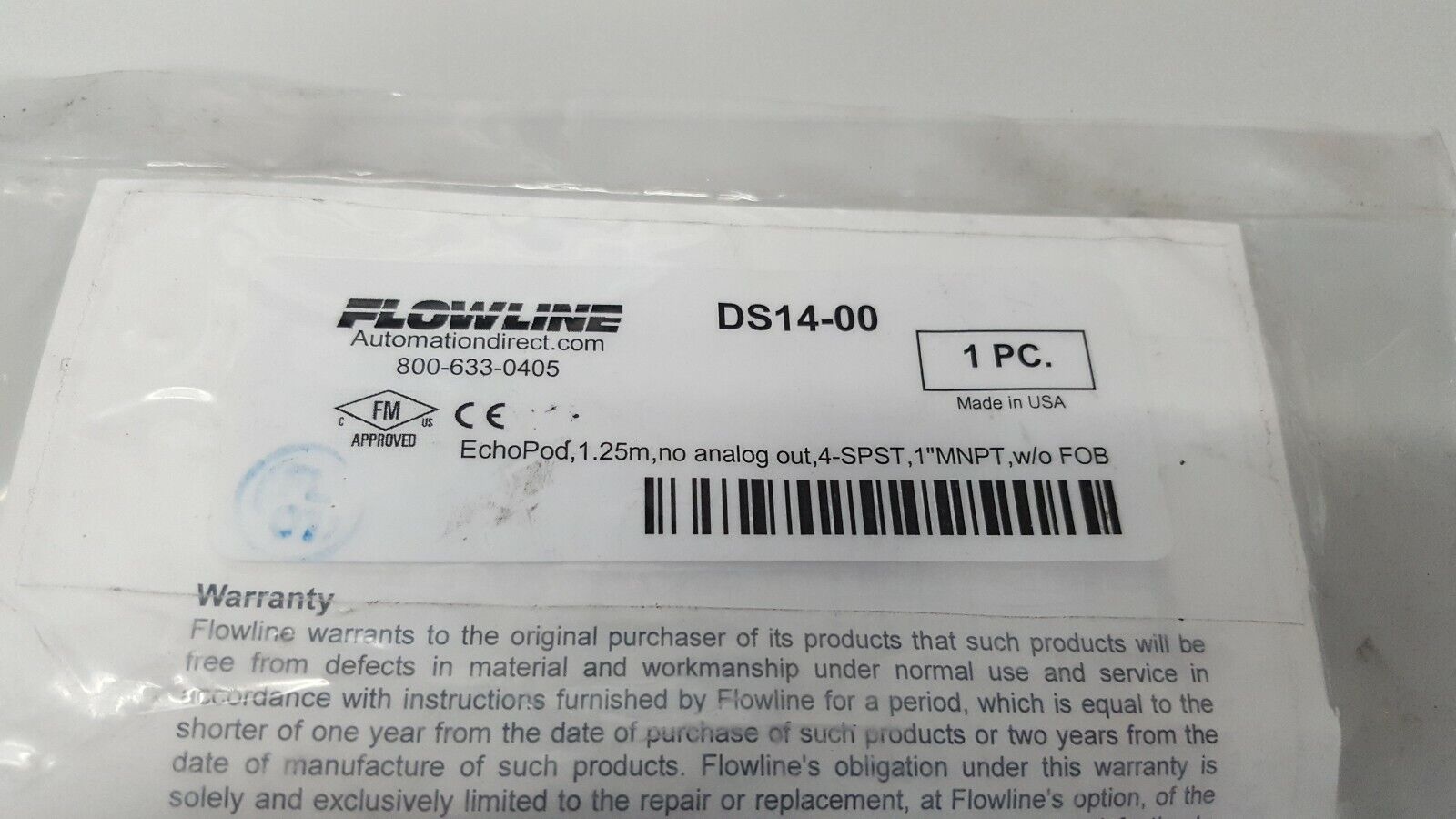 FLOWLINE EchoPod DS14-00 Ultrasonic Level Sensor