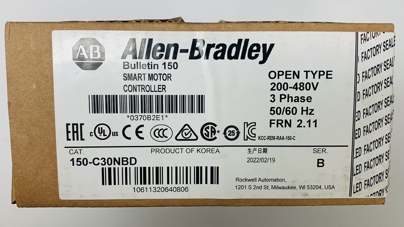 NEW Allen-Bradley 150-C30NBD SMC-3 Smart Motor Controller 150C30NBD 