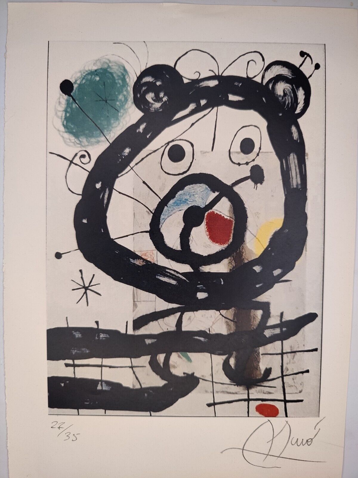 Joan Miro COA Vintage Signed Art Print on Paper Limited Edition Signed