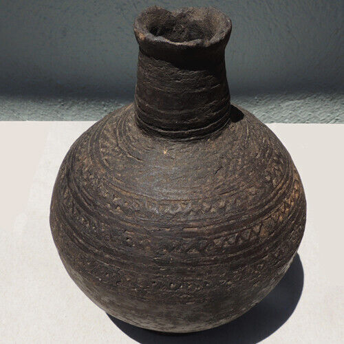 an old antique clay terra cotta african pot congo #100