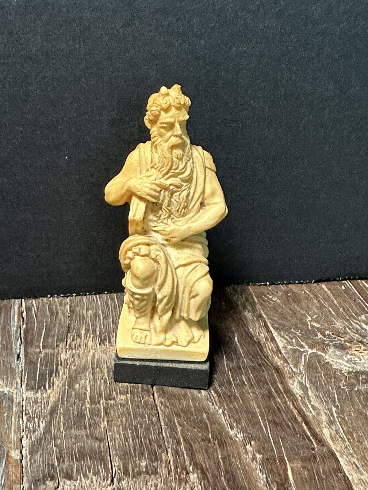 Vintage Alabaster R. Leoni Moses Roma Statue 3 Inch Michelangelo Statute Figurin