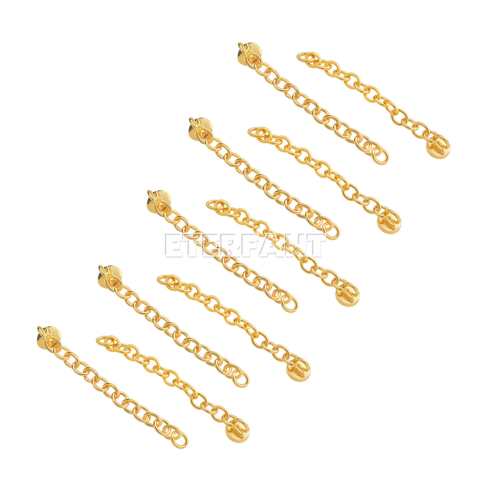 10PCs ETERFANT Dental Orthodontic Lingual Button Chains Round Base Plated Gold