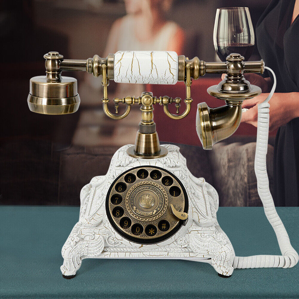 Antique Vintage Handset Telephone European Old Fashion Rotary Dial Phone Decor 