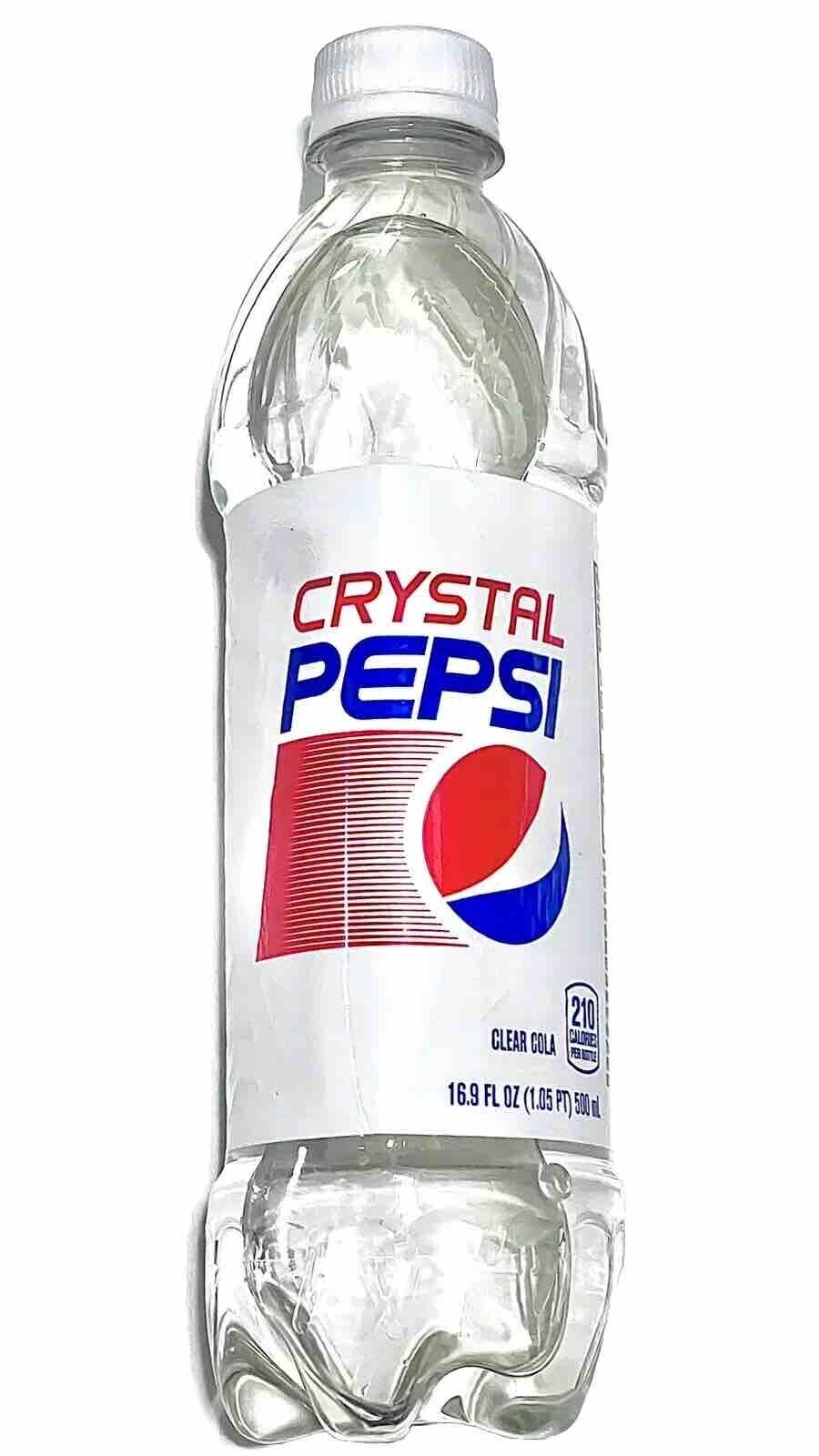 RARE Full Crystal Pepsi Clear Cola 17oz Bottle Limited Edition 2017 Alt Image