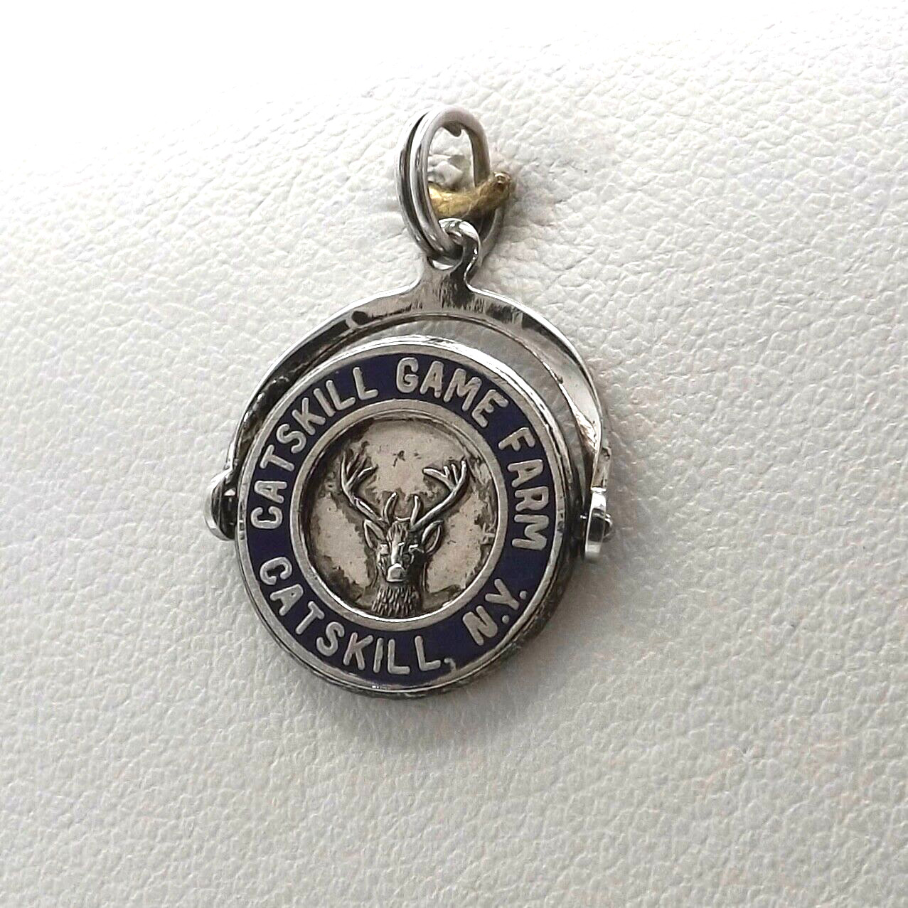 Sterling Silver Catskill Game Farm New York Spinning Charm Pendant Vintage