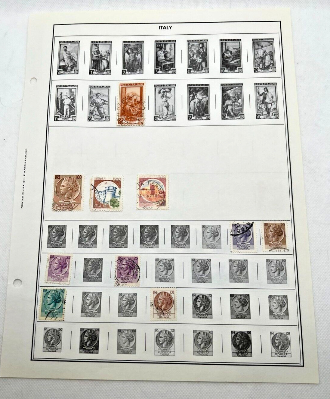 Italian Stamps Poste Italiana 100 & 200 Lire and more / lot of 12